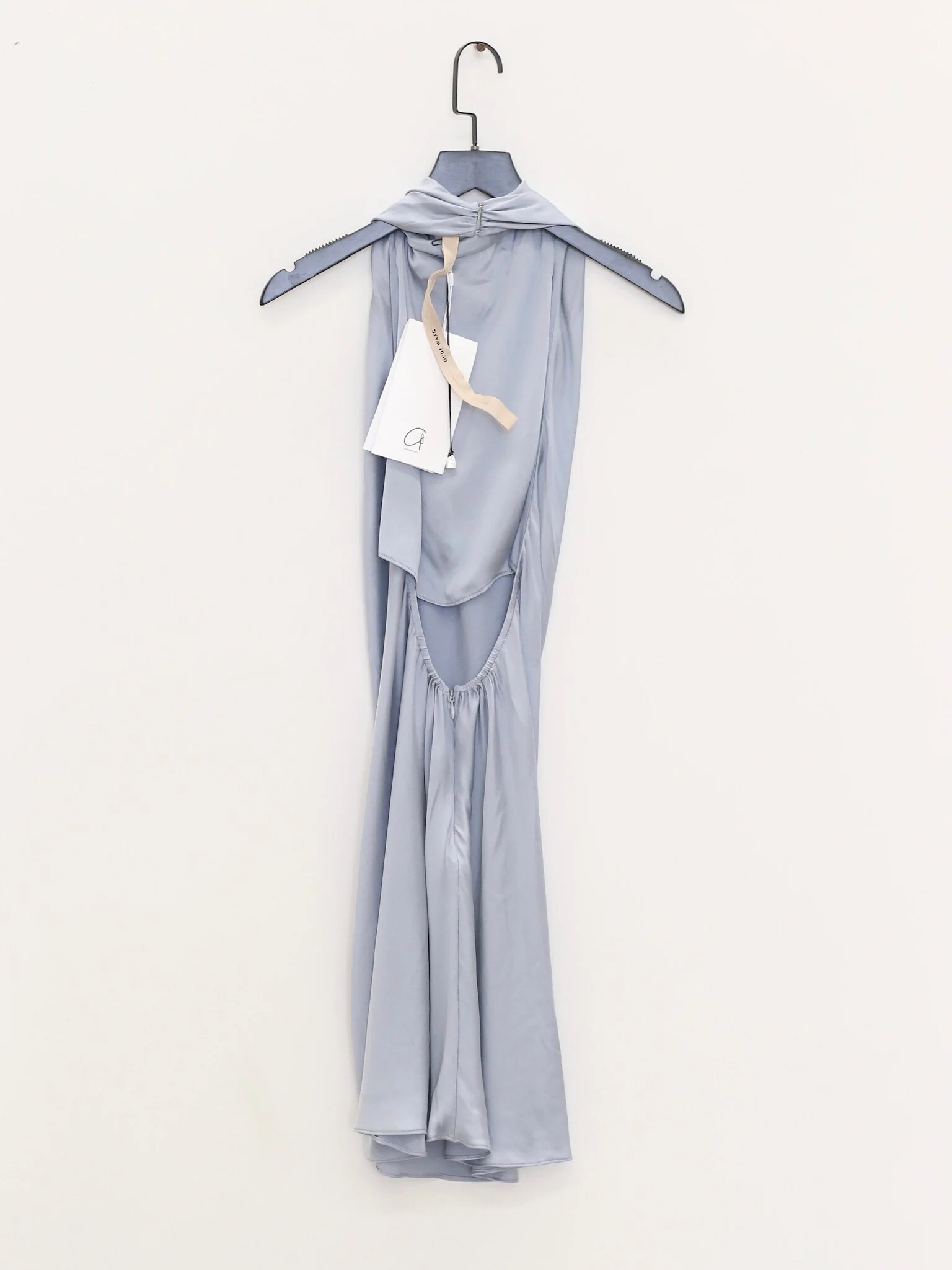 OUDE WAAG Spring/Summer 2026 Flowing High-Neck Mini Dress OW-OW-26SS-DS33-QL BU660 LIGHT BLUE - Image 3
