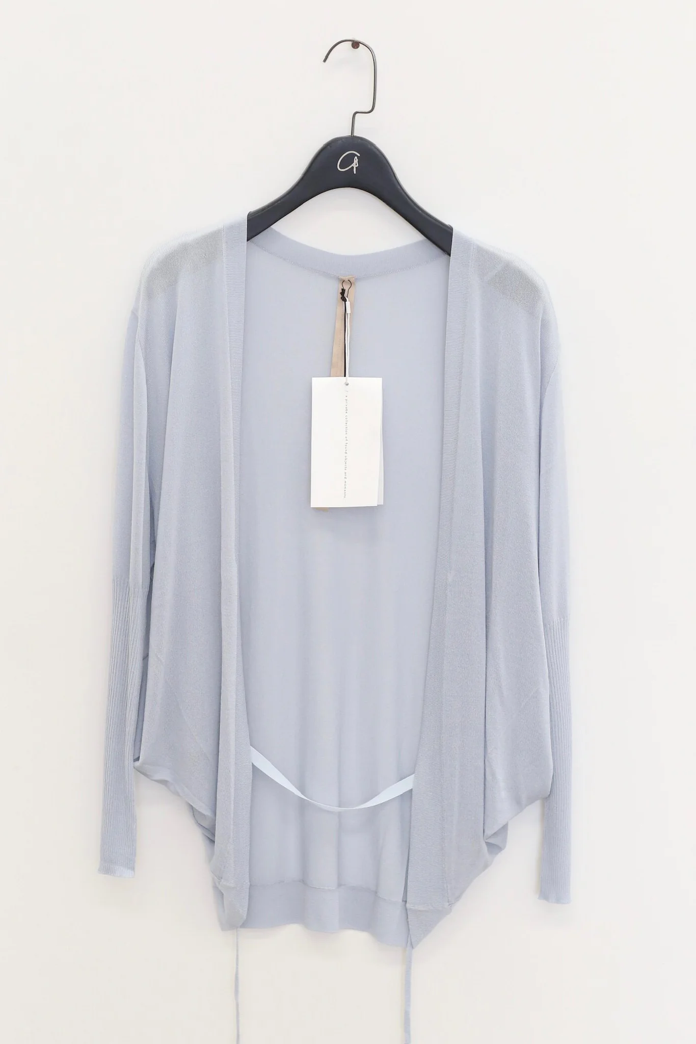 OUDE WAAG Spring/Summer 2026 Mercerized Draped Knit Cardigan OW-OW-26SS-KT13-QL BU660 LIGHT BLUE - Image 2