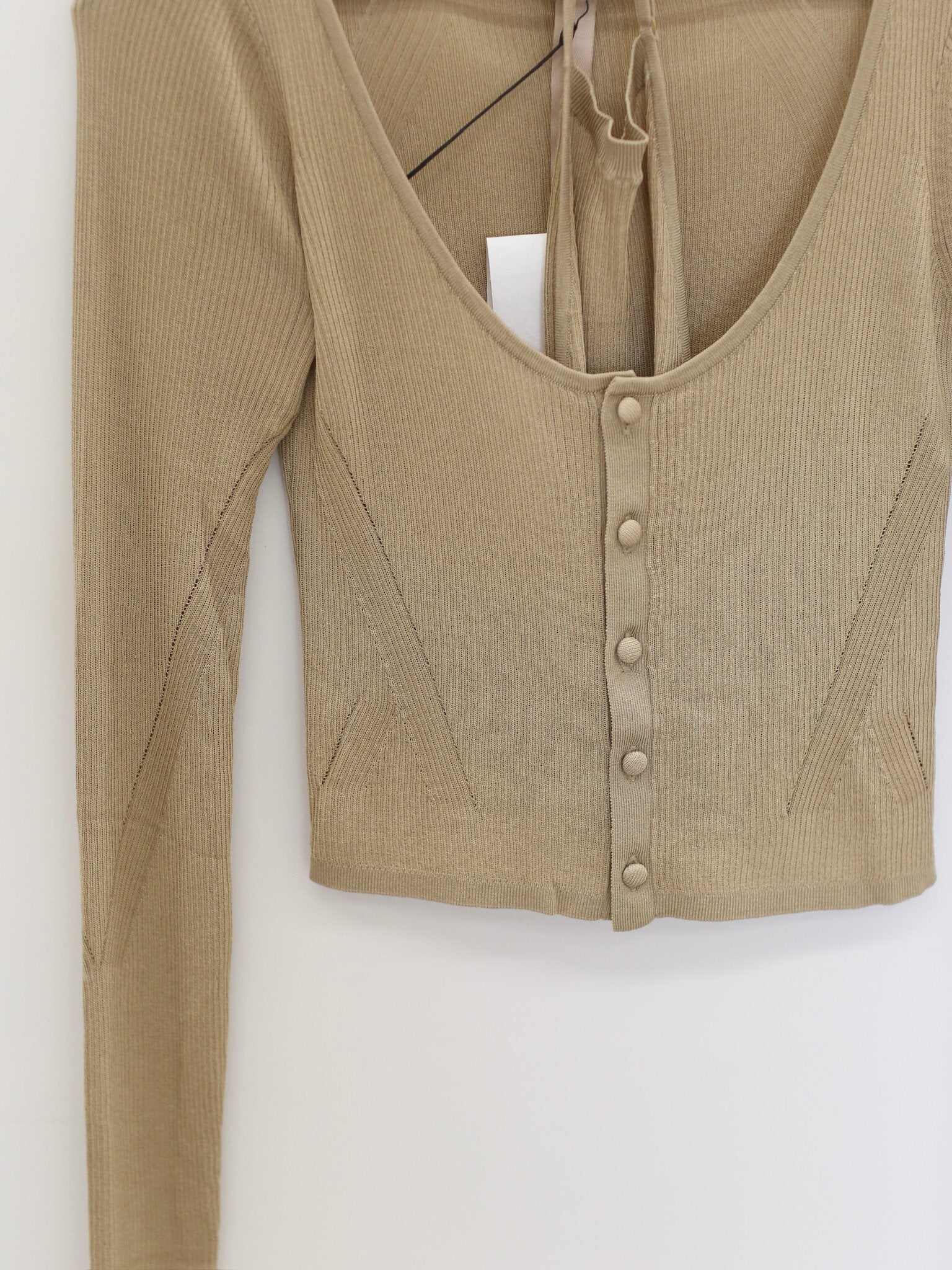 OUDE WAAG Spring/Summer 2026 Mercerized Knit Cardigan Two-Piece Set OW-OW-26SS-KT14-ML GR570 SAGE GREEN - Image 4