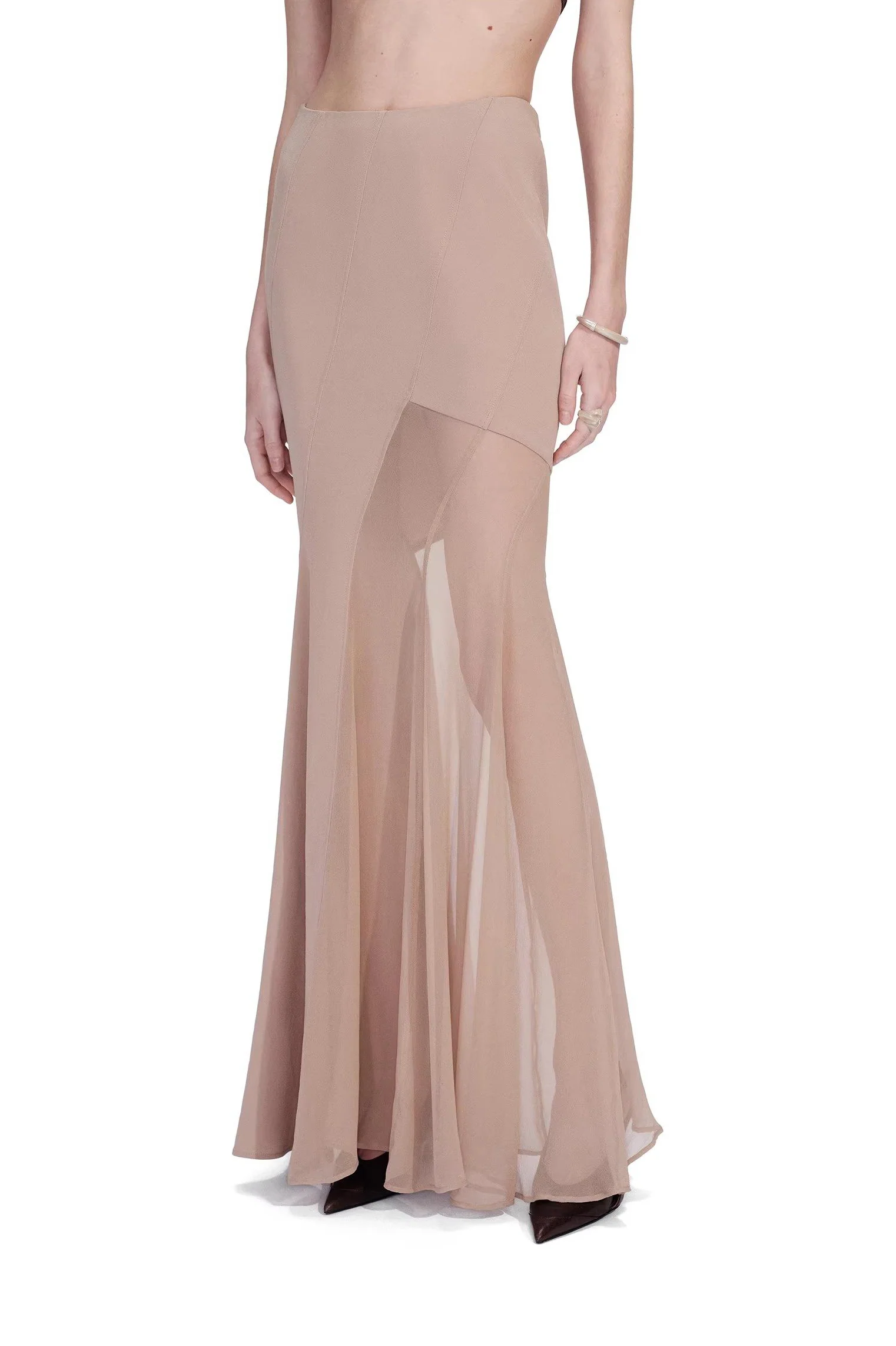 OUDE WAAG Spring/Summer 2026 Ripple-Patterned Fishtail Skirt OW-OW-26SS-SK05-PM (PK230 PINK MIST)
