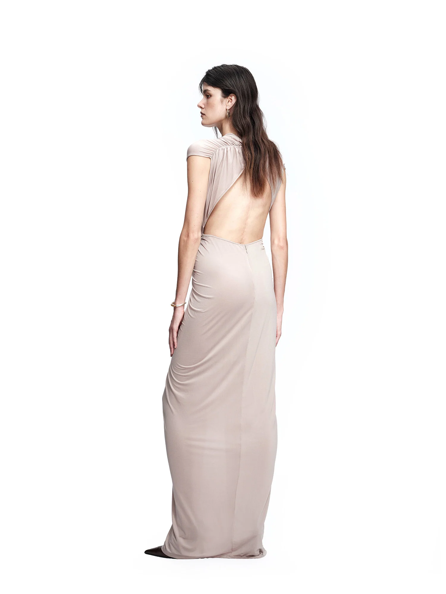 OUDE WAAG Spring/Summer 2026 Ruffled Backless Dress OW-OW-26SS-DS27-HUI (GY820 GRIEGE) - Image 4