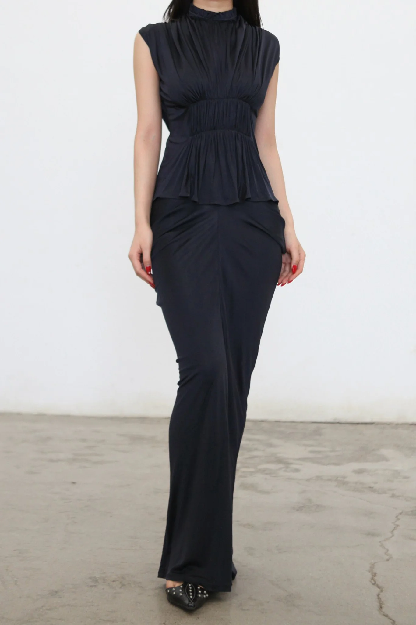 OUDE WAAG Spring/Summer 2026 Ruffled Draped Top/Vest OW-OW-26SS-TP23-MO BU690 INK - Image 2
