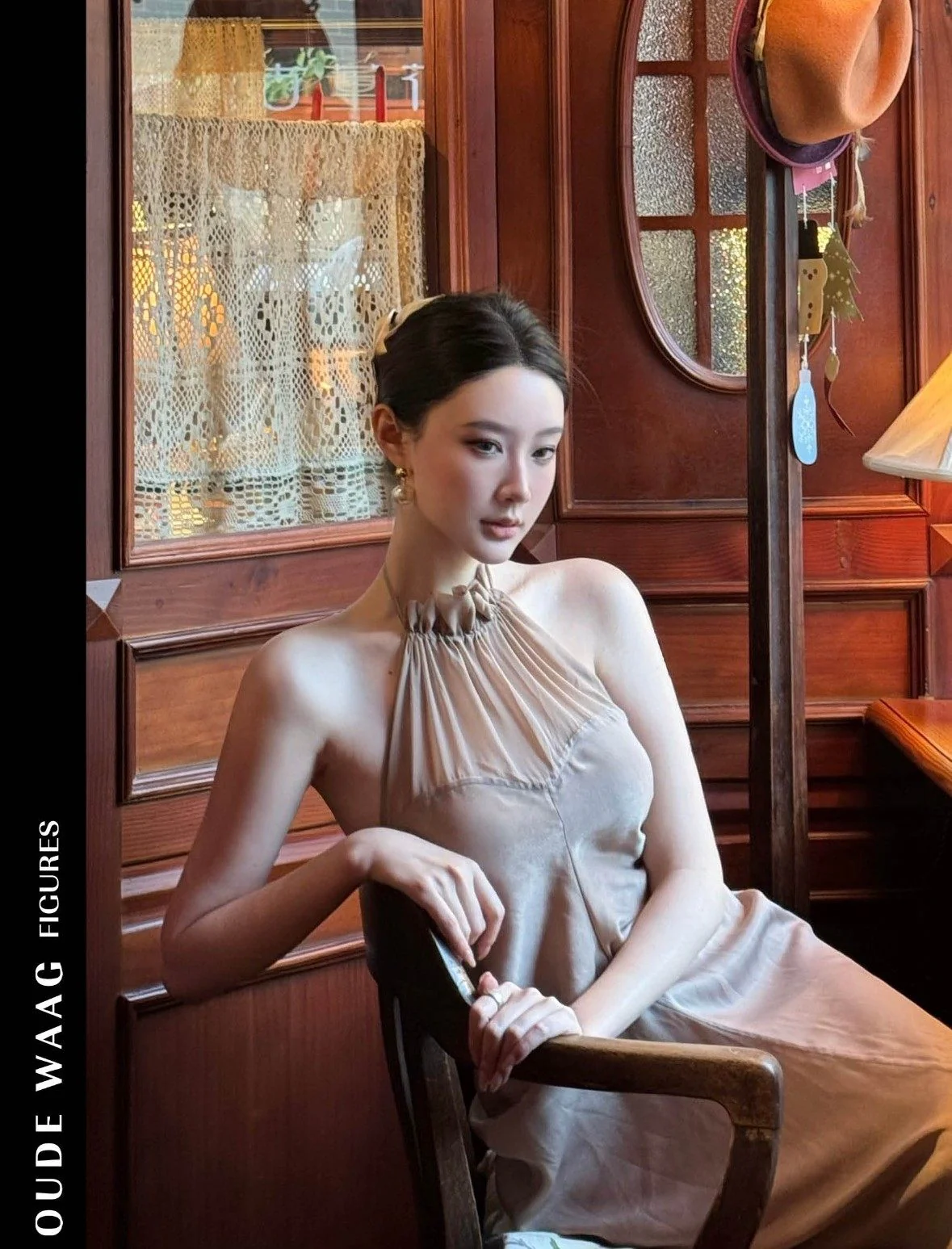 OUDE WAAG Spring/Summer 2026 Silk Patchwork Draped Dress OW-OW-26SS-DS35-HUI (GY800 GRAY) - Image 14