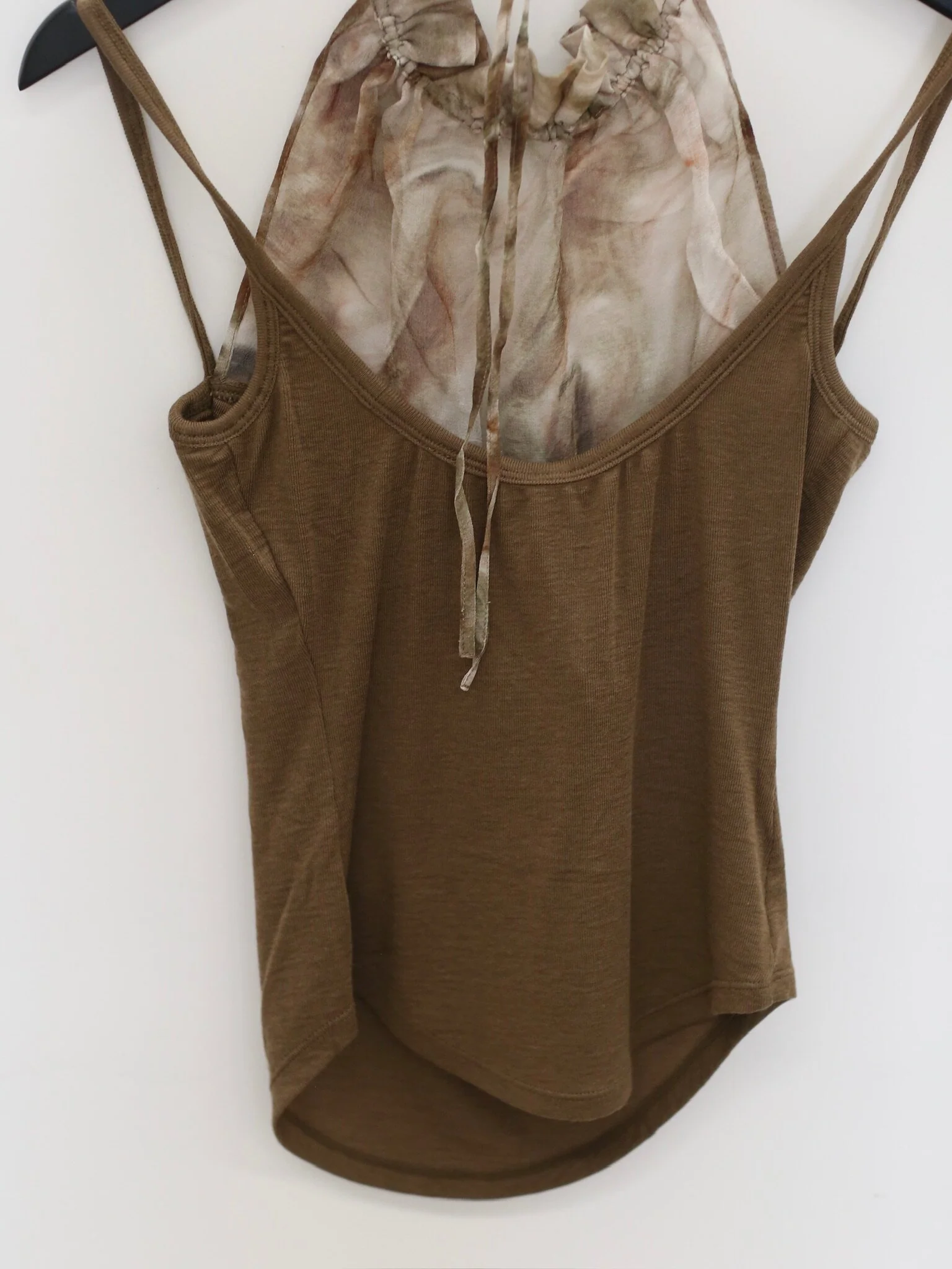 OUDE WAAG Spring/Summer 2026 Tie-neck Patchwork Printed Vest OW-OW-26SS-TP01-LZYH GR054 GREEN/BROWNPRINT - Image 3