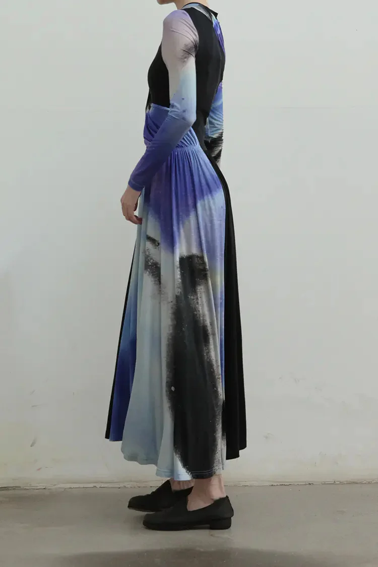 OUDE WAAG Standing cut pleated print skirt OW-20AW-DS02BU44 - Image 3