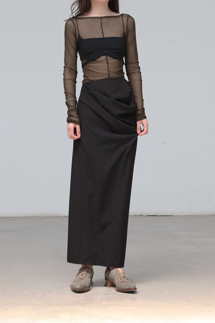 OUDE WAAG tailored asymmetric skirt OW-20AW-SK02BL99 POW0016 - Image 3