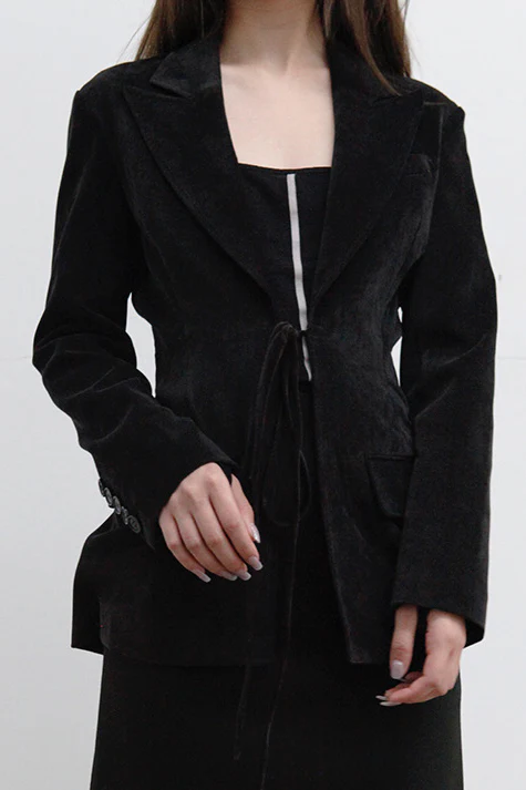 OUDE WAAG Tethered Velvet Waist Suit OW-21AW-JK07 Black
