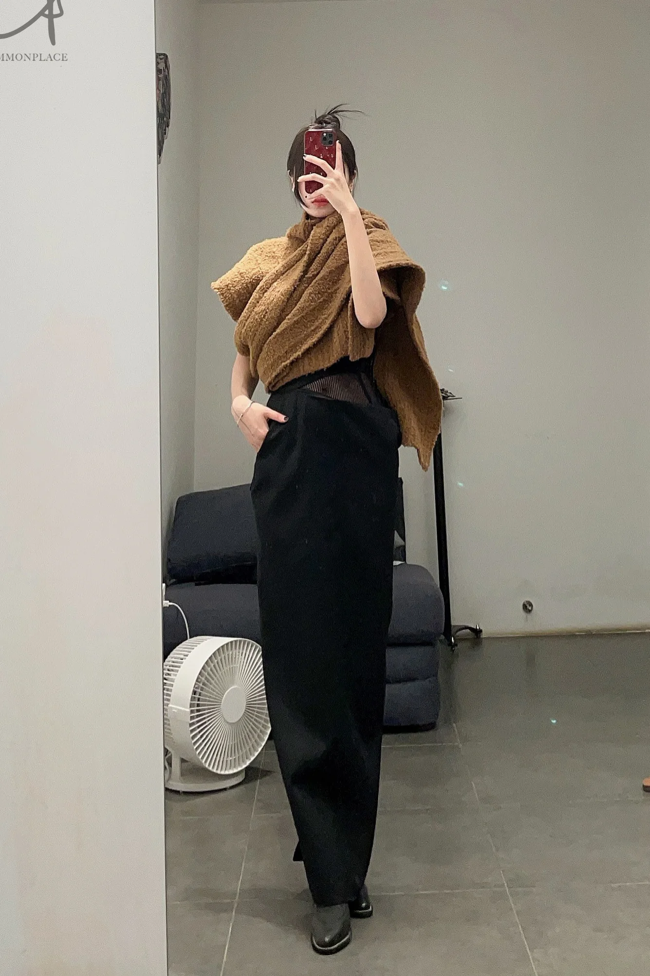OUDE WAAG Textured Wool Pullover Knit Scarf OW-22AW-KT12 Ginger - Image 25