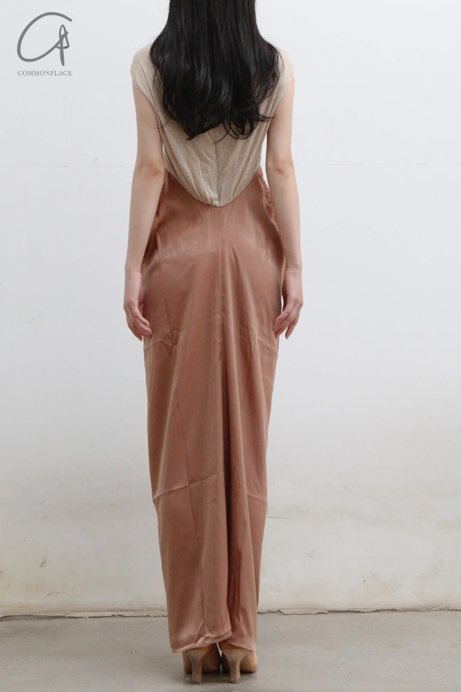 OUDE WAAG Turtleneck Panel Drape Dress OW-22AW-DS15 Maroon - Image 7