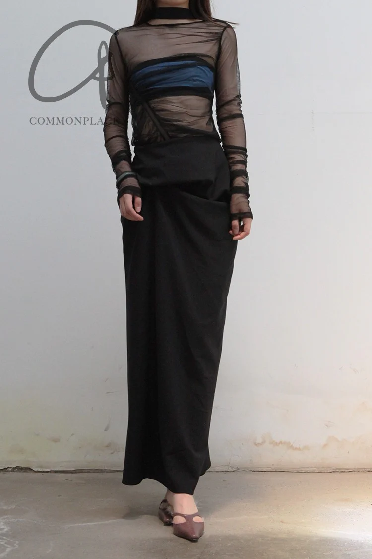 OUDE WAAG Twill draped asymmetrical skirt OW-21AW-SK04BL900 POW0016 - Image 10