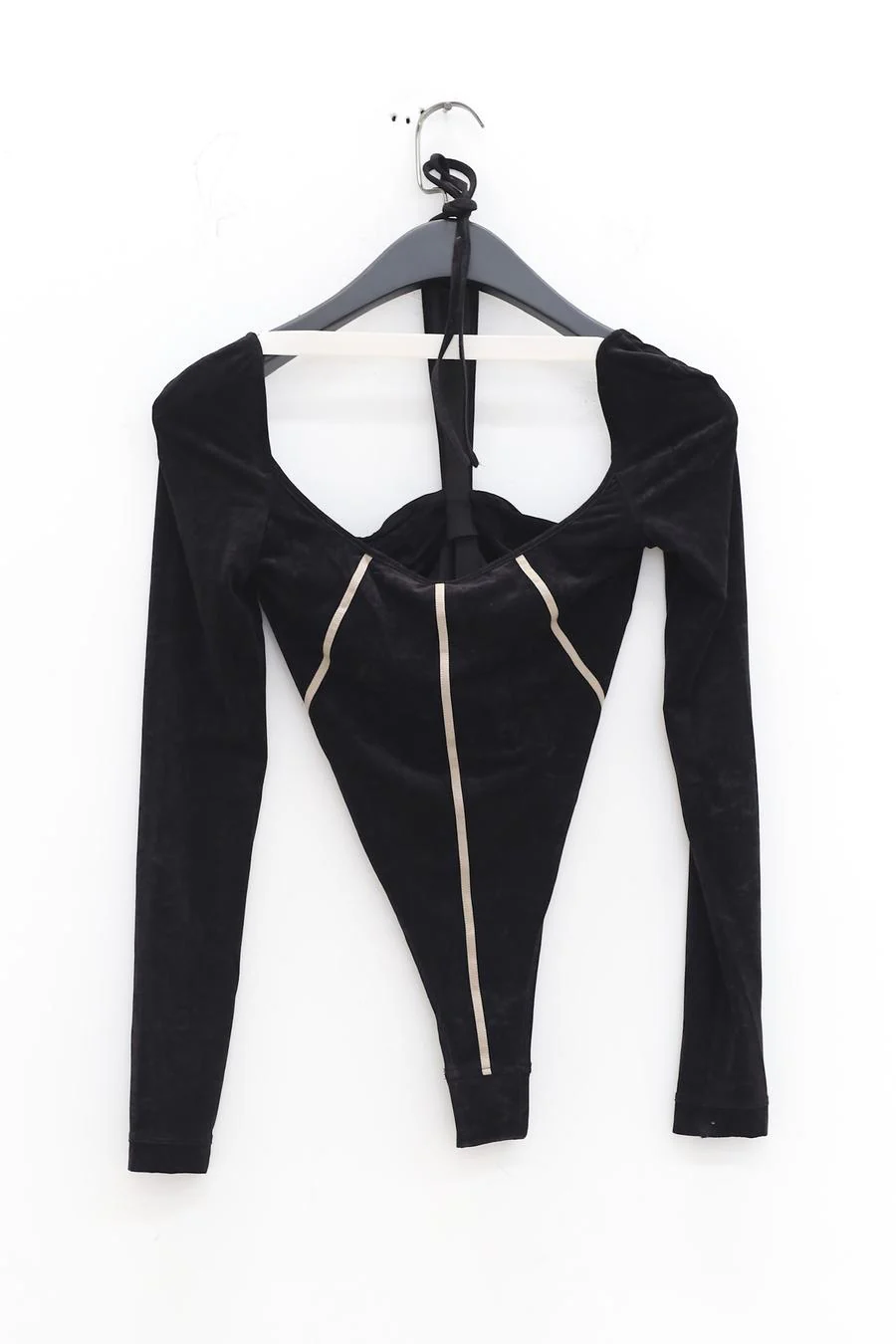 OUDE WAAG Velvet Haltered Bodysuit OW-22AW-BD04 Black - Image 10