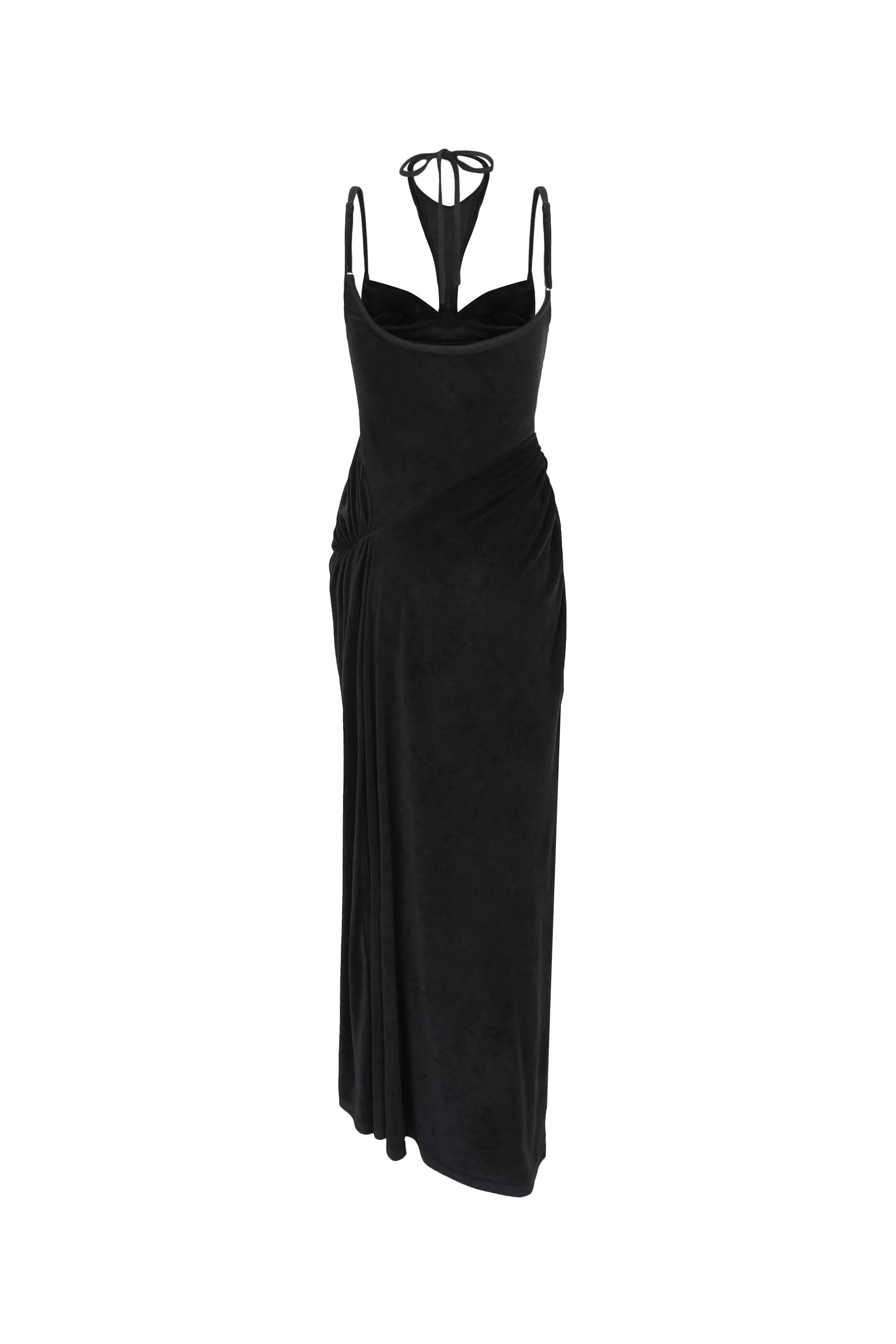 OUDE WAAG velvet halterneck drape print dress OW-22AW-DS03 black - Image 14