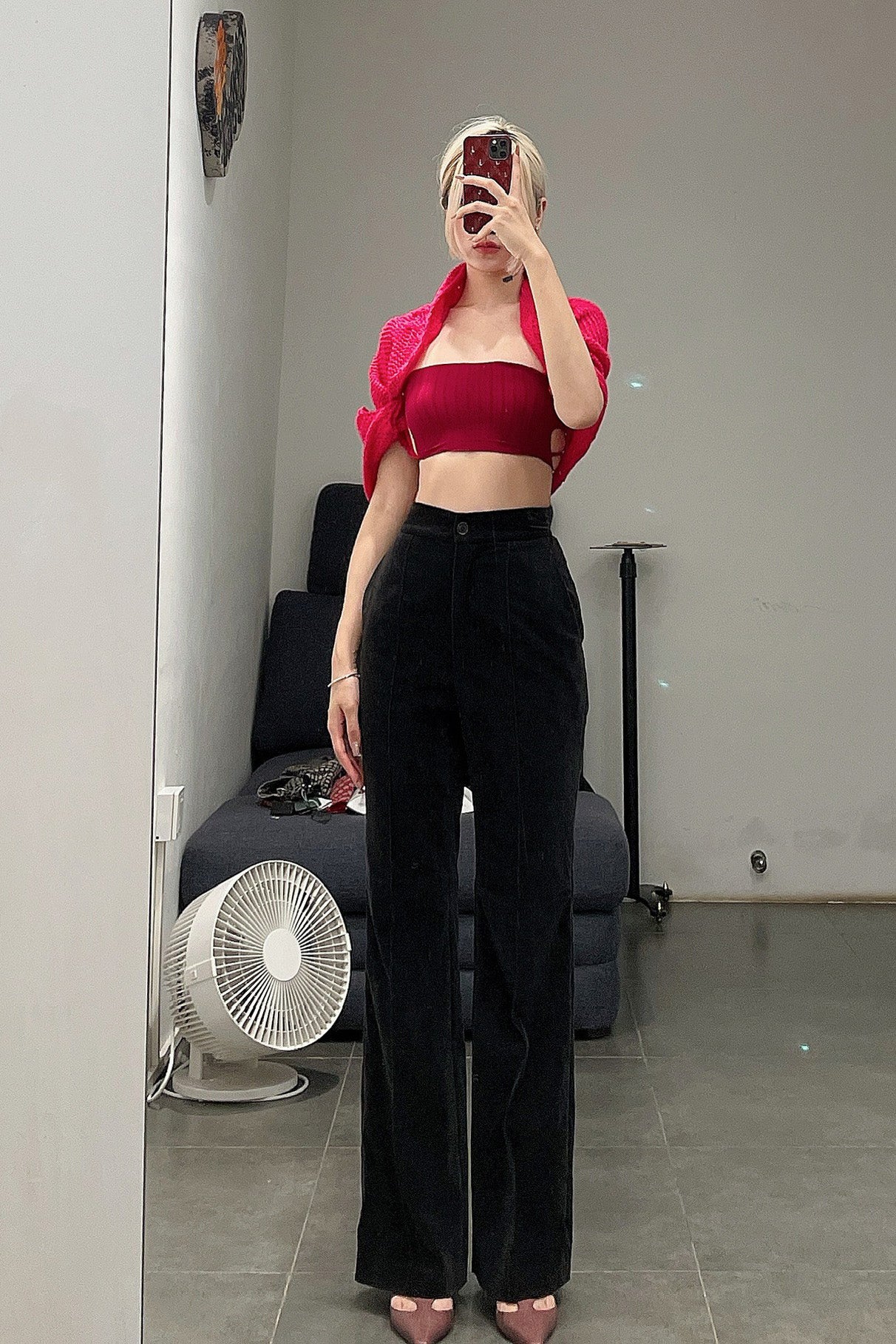 OUDE WAAG Velvet Loose Flare Pants OW-21AW-PT03-HEI Black - Image 13