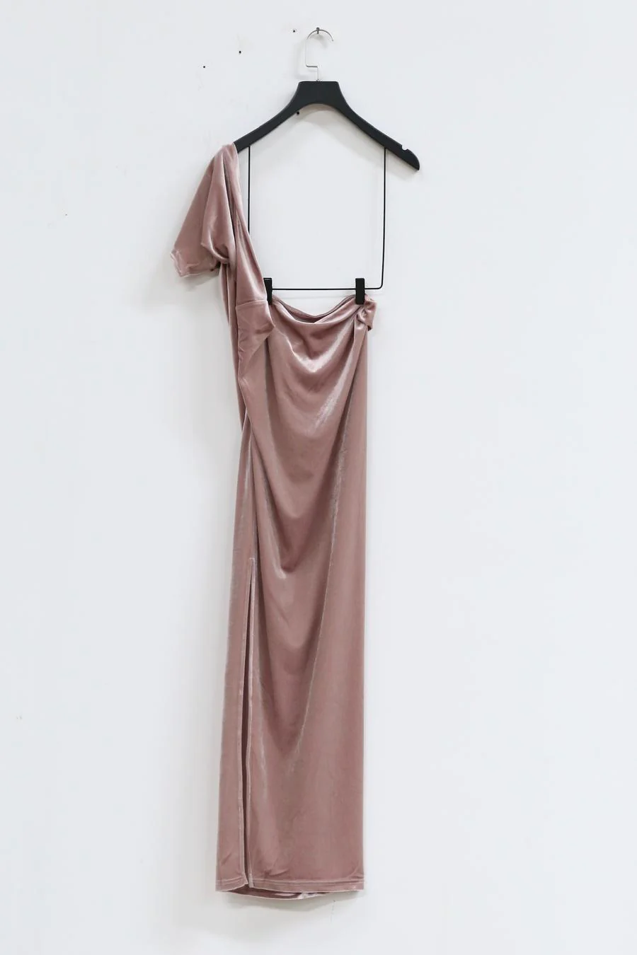 OUDE WAAG Velvet One Shoulder Drape Skirt OW-22AW-SK11 Tau Pink - Image 11