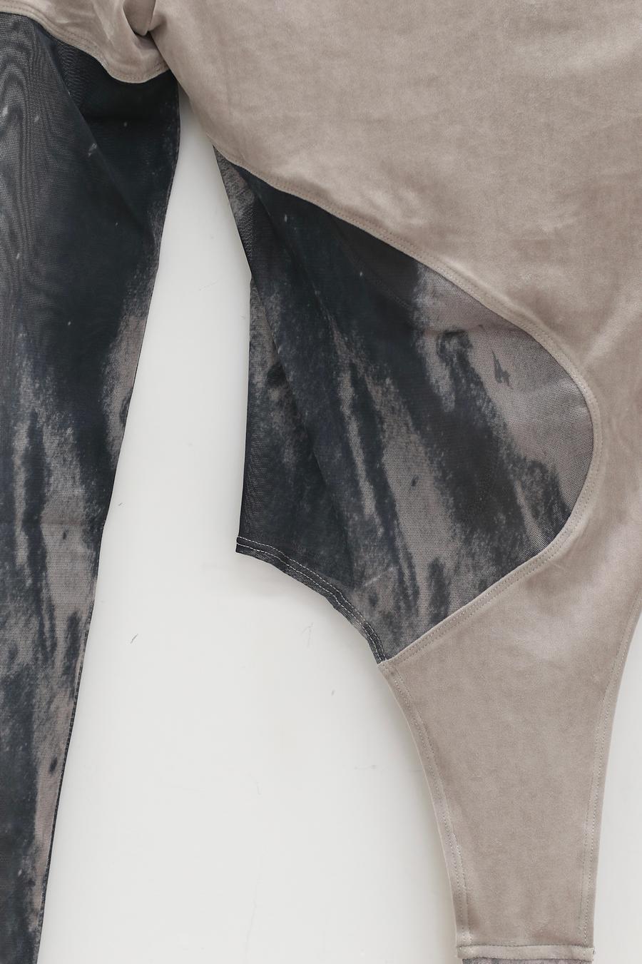 OUDE WAAG Velvet Panel Print Bodysuit OW-22AW-BD05 Grey Print - Image 10