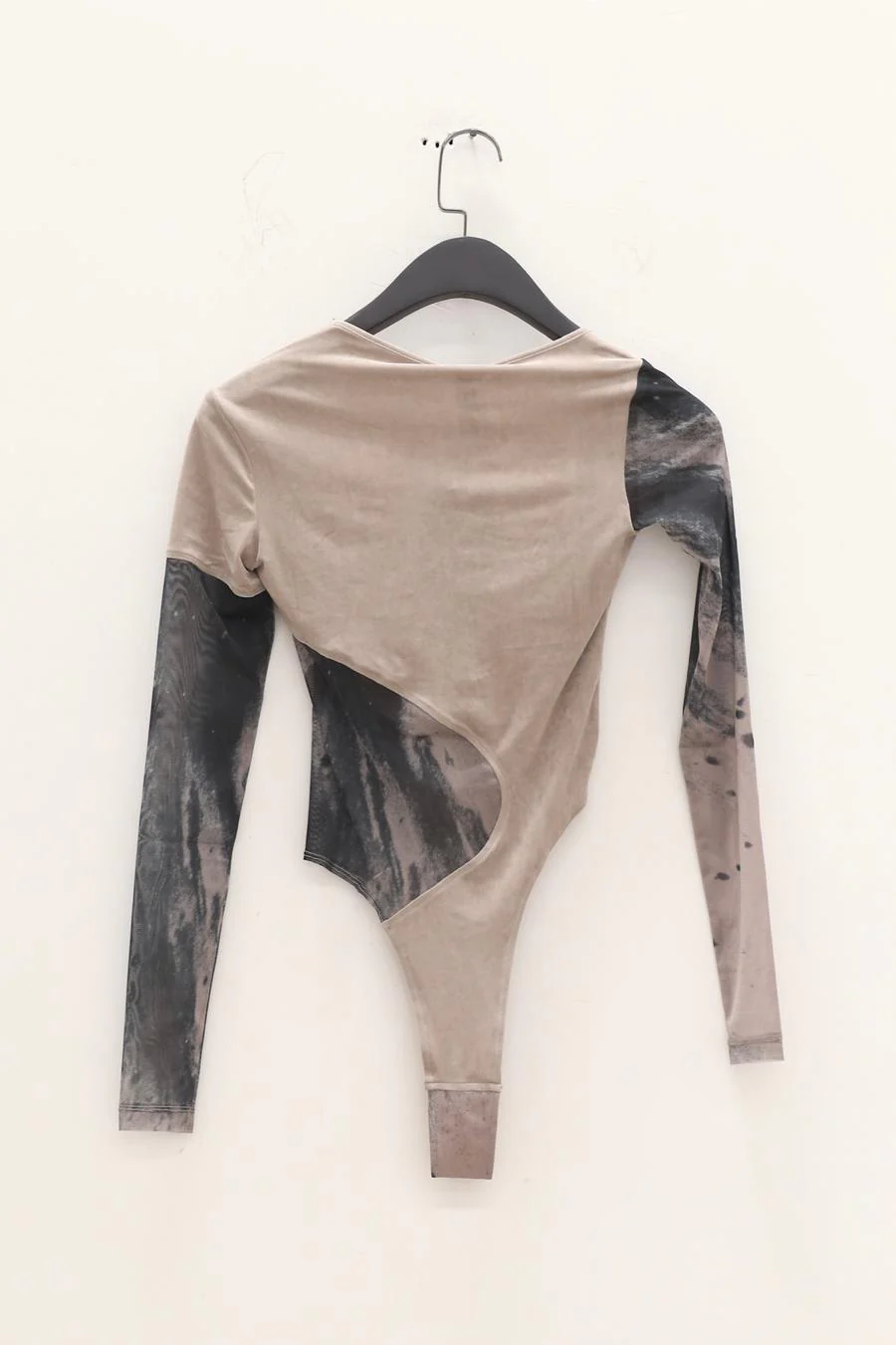 OUDE WAAG Velvet Panel Print Bodysuit OW-22AW-BD05 Grey Print - Image 12