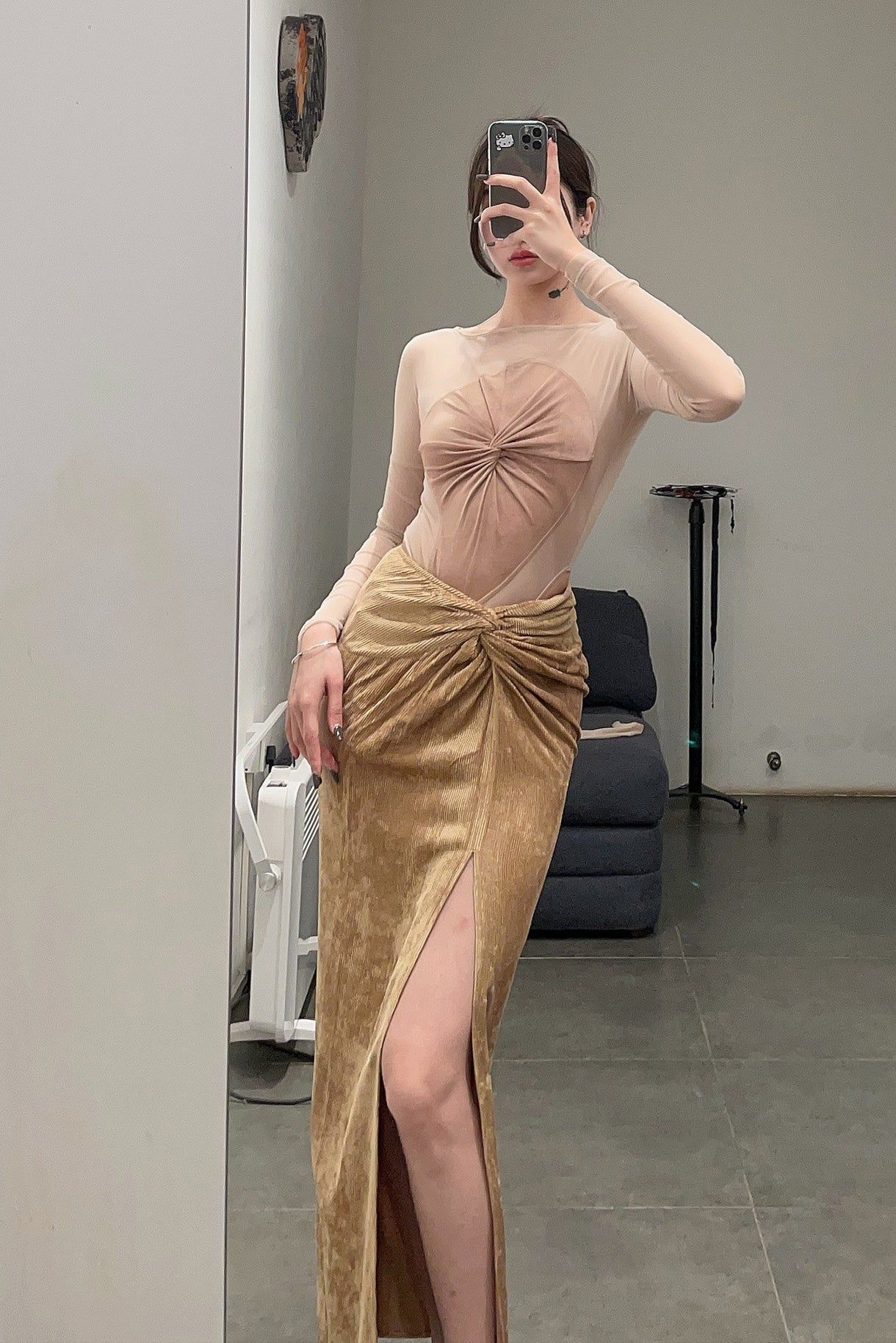 OUDE WAAG velvet splicing New knotwear OW-23SS-BD03 nude powder - Image 14