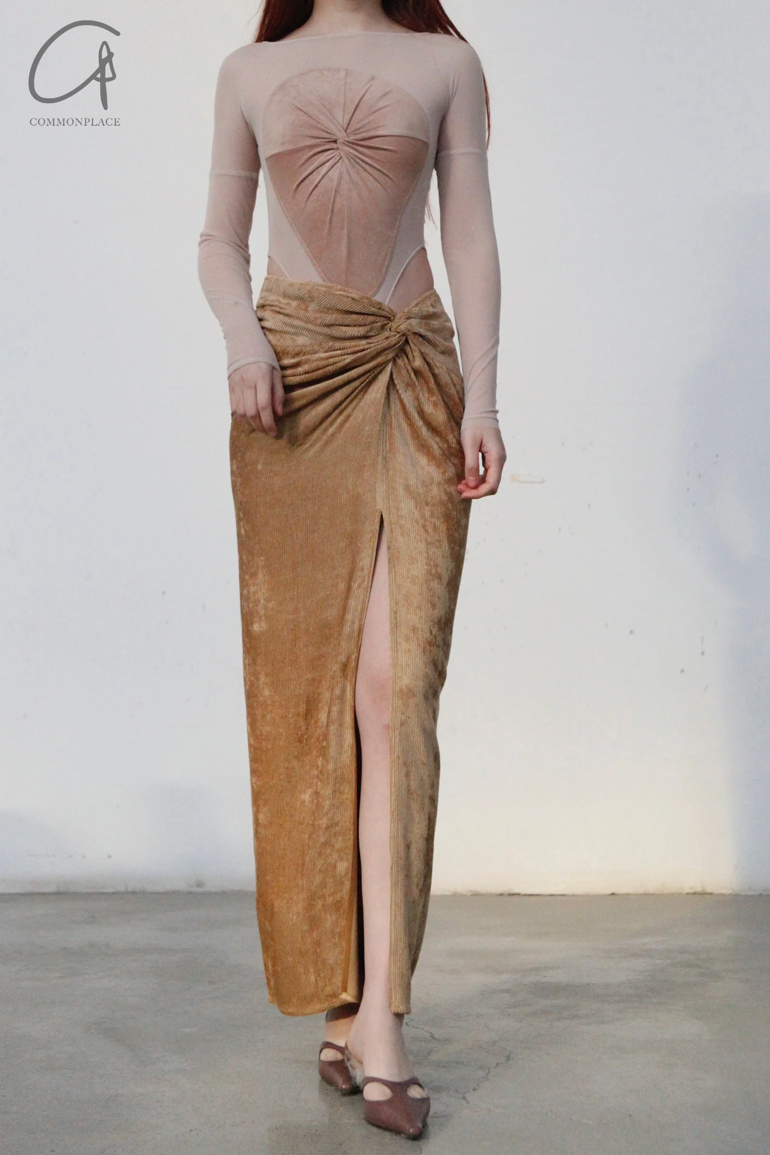 OUDE WAAG velvet splicing New knotwear OW-23SS-BD03 nude powder - Image 5