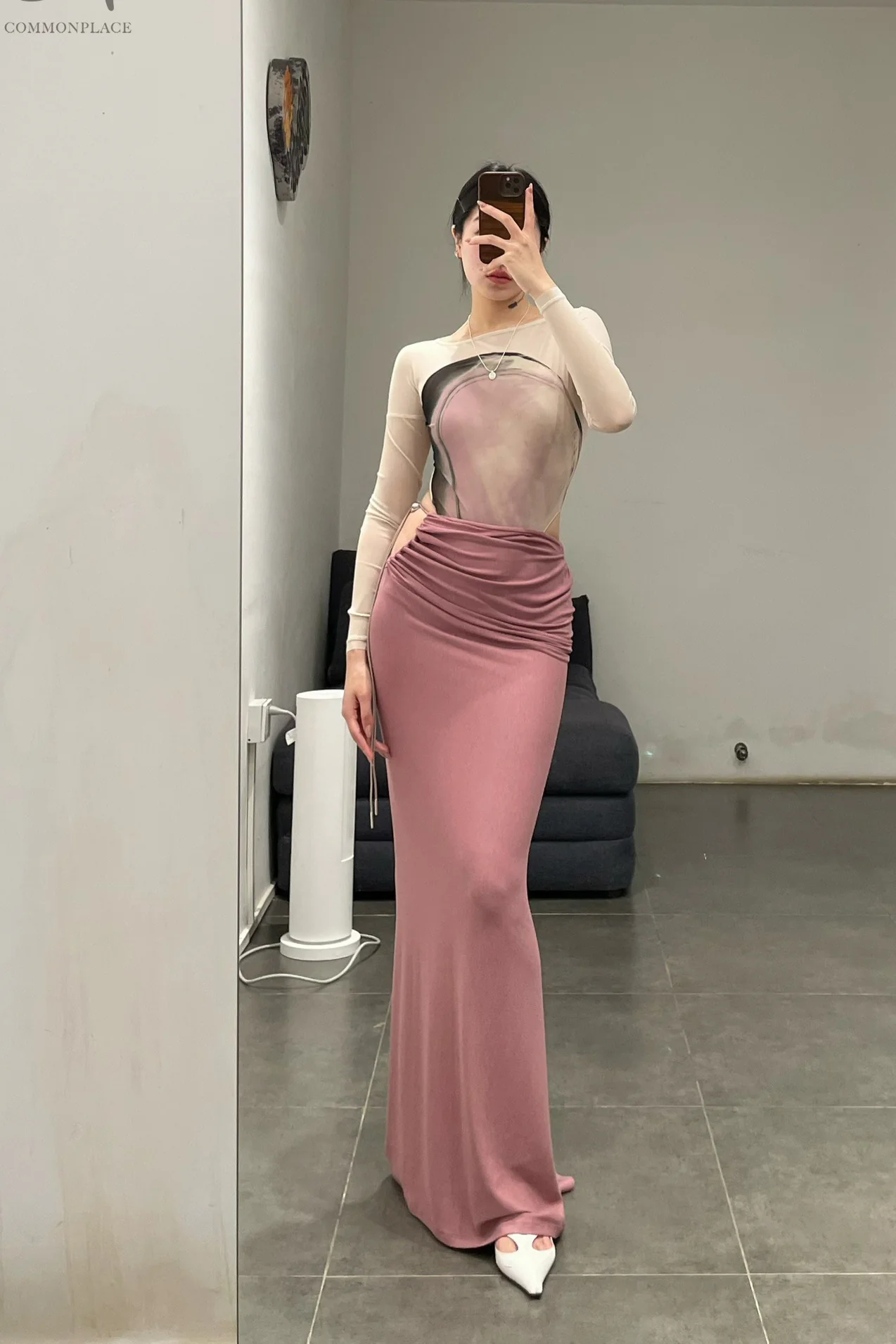 OUDE WAAG waisted smocked knitted skirt OW-24SS-SK03 purple pink - Image 10