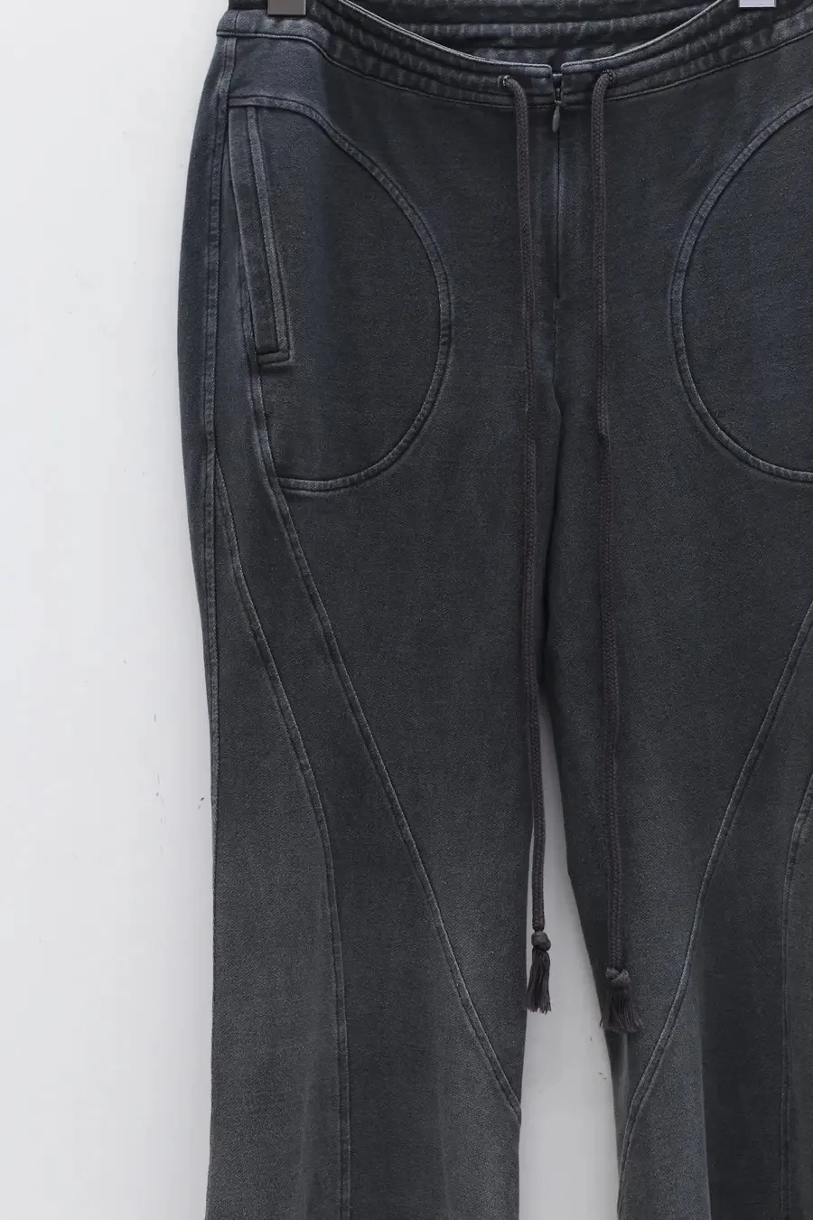 OUDE WAAG PT02 Series Washed Knit Flared Pants OW-OW-23AW-PT02C1BU680-HUILAN Gray Blue - Image 10