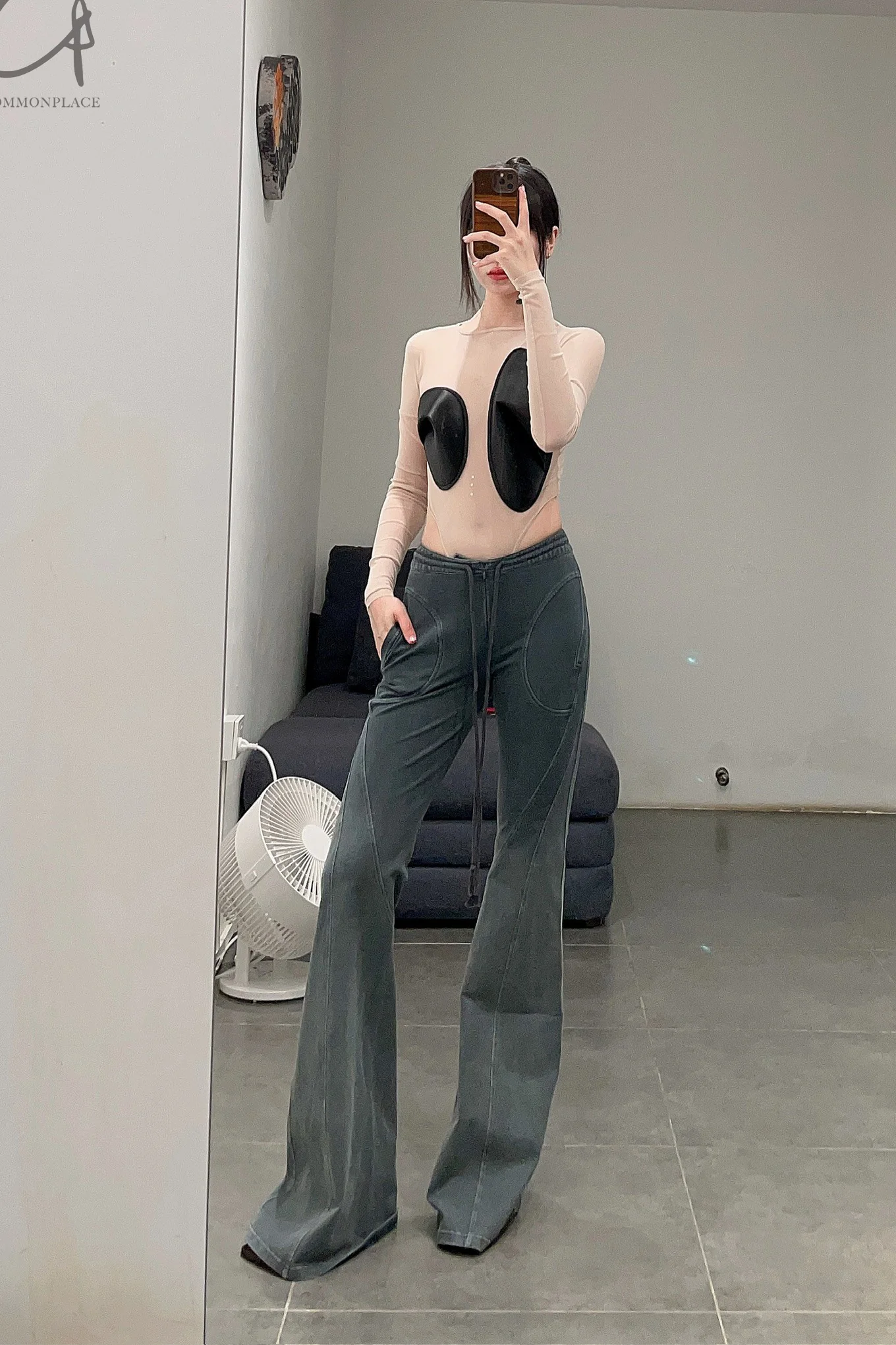 OUDE WAAG PT02 Series Washed Knit Flared Pants OW-OW-23AW-PT02C1BU680-HUILAN Gray Blue - Image 21