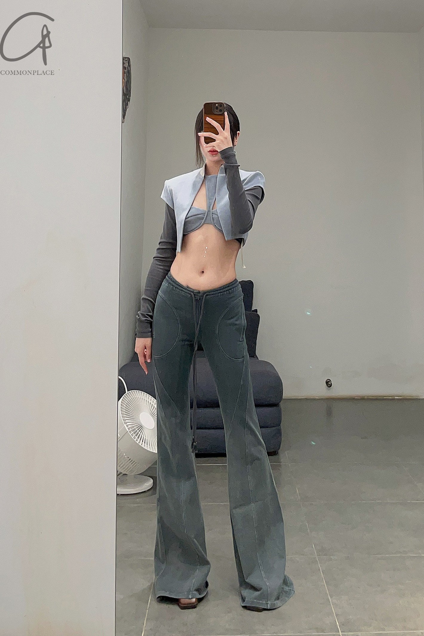 OUDE WAAG PT02 Series Washed Knit Flared Pants OW-OW-23AW-PT02C1BU680-HUILAN Gray Blue - Image 25