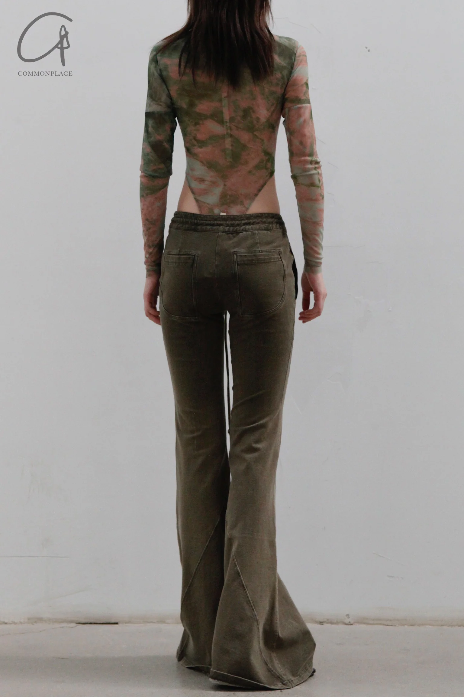 OUDE WAAG PT02 Series Washed Knit Flared Pants OW-OW-23AW-PT02C1GR580-HUILV Gray Green - Image 7