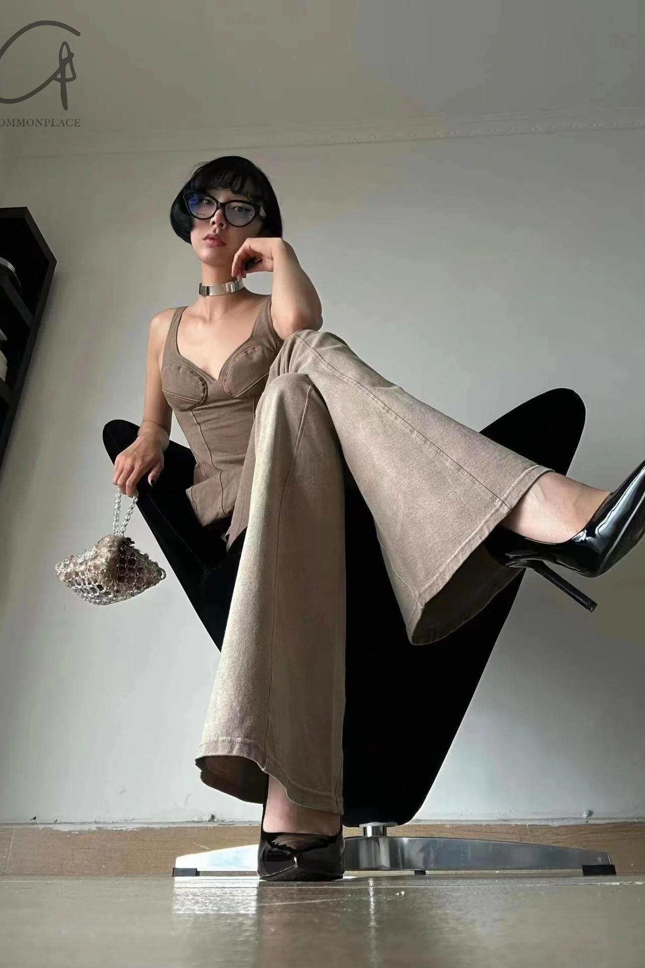 OUDE WAAG PT02 Series Washed Knit Flared Pants OW-OW-24SS-PT05-KAQI Khaki OW-23AW-PT02 - Image 10