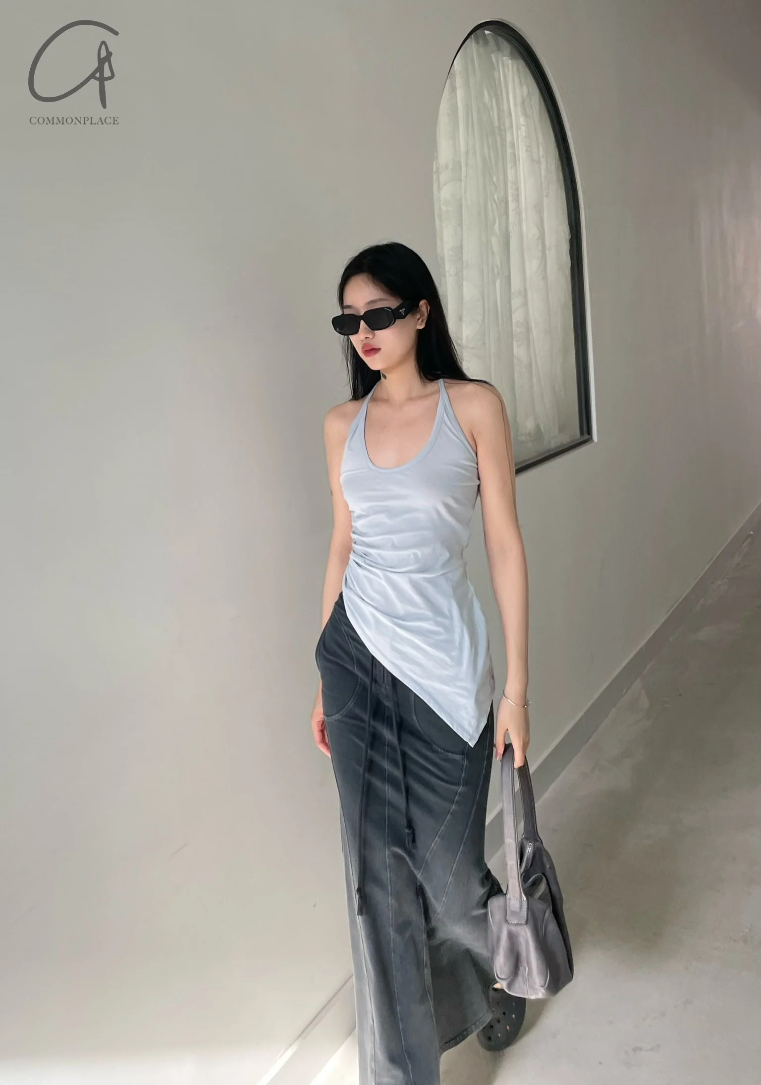 OUDE WAAG washed knitted fishtail skirt OW-OW-24SS-SK14-HUILAN gray blue - Image 12