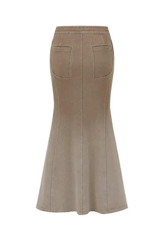 OUDE WAAG washed knitted fishtail skirt OW-OW-24SS-SK14-KAQI khaki - Image 7