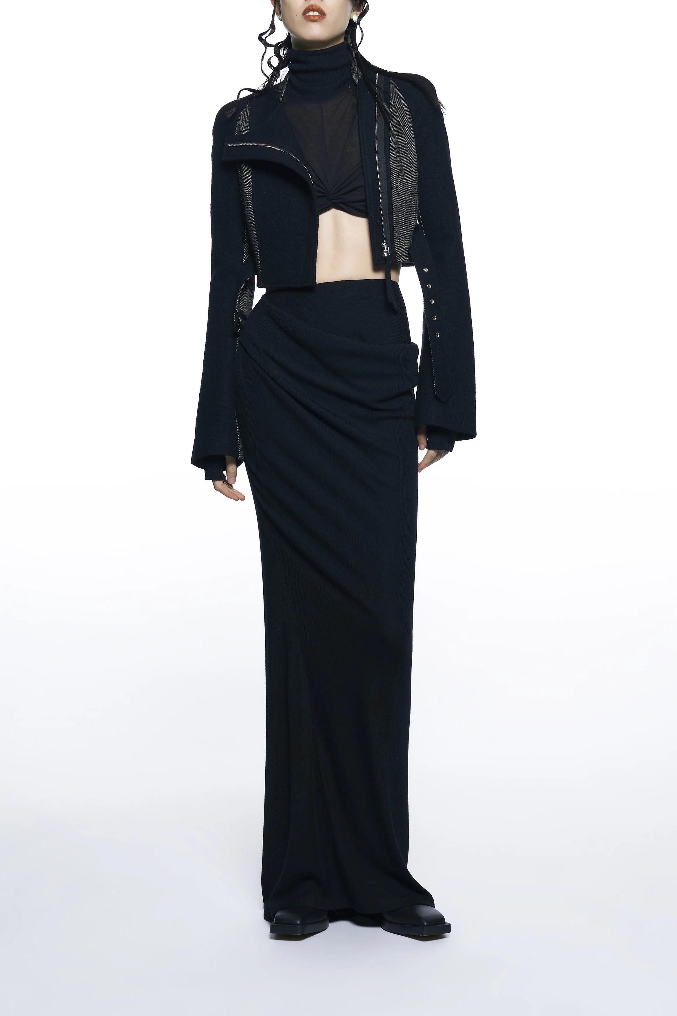 OUDE WAAG wool knit drape skirt OW-22AW-SK05 black - Image 13