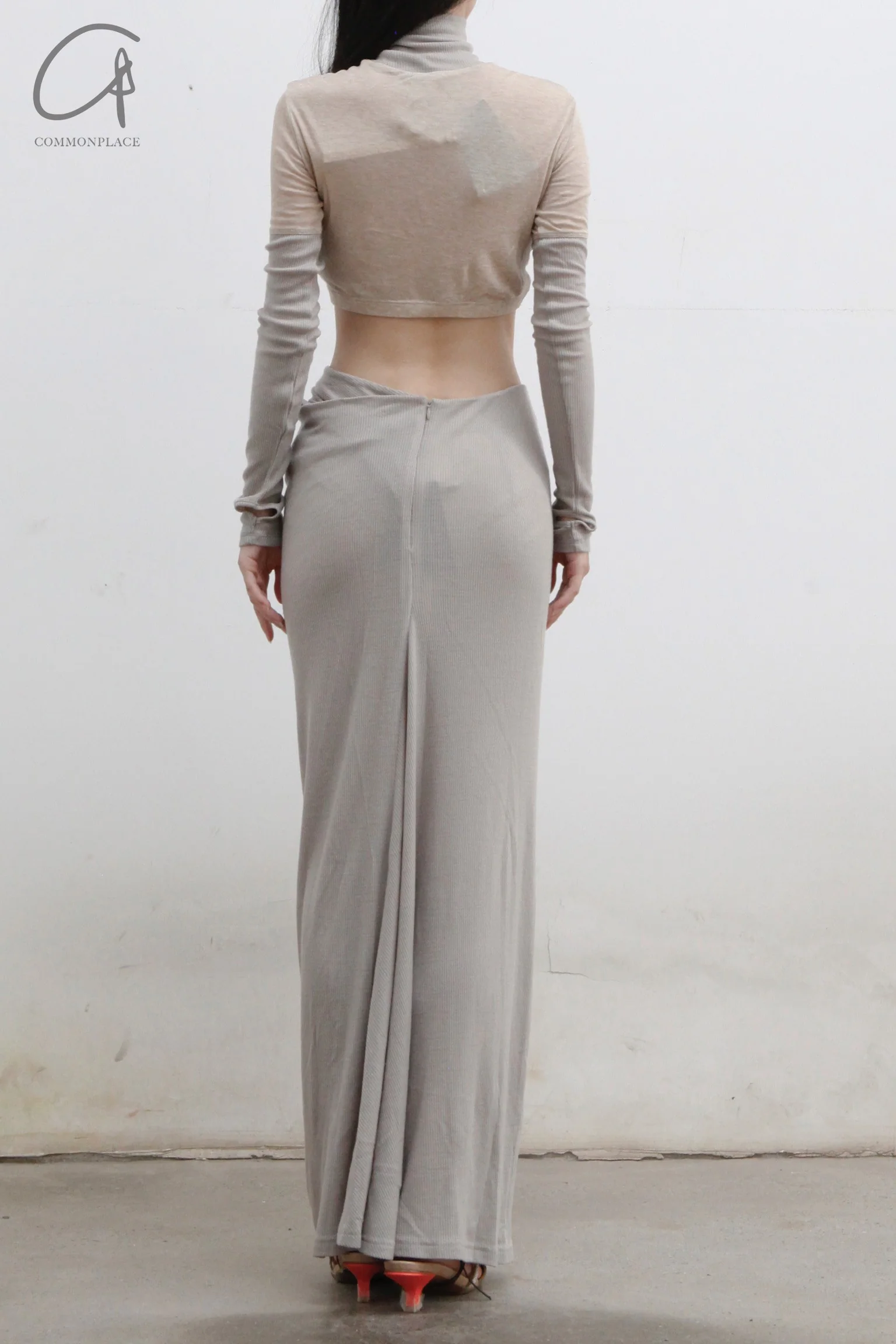 OUDE WAAG Wool Knit Drape Skirt OW-22AW-SK05 Grey - Image 16