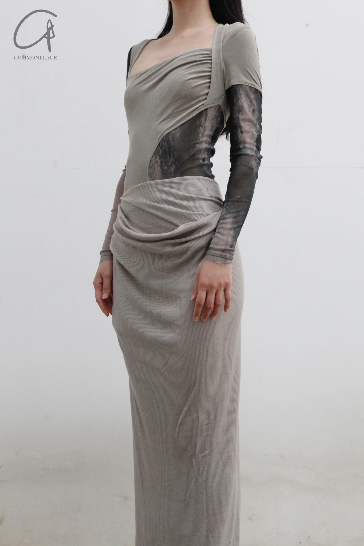 OUDE WAAG Wool Knit Drape Skirt OW-22AW-SK05 Grey - Image 30