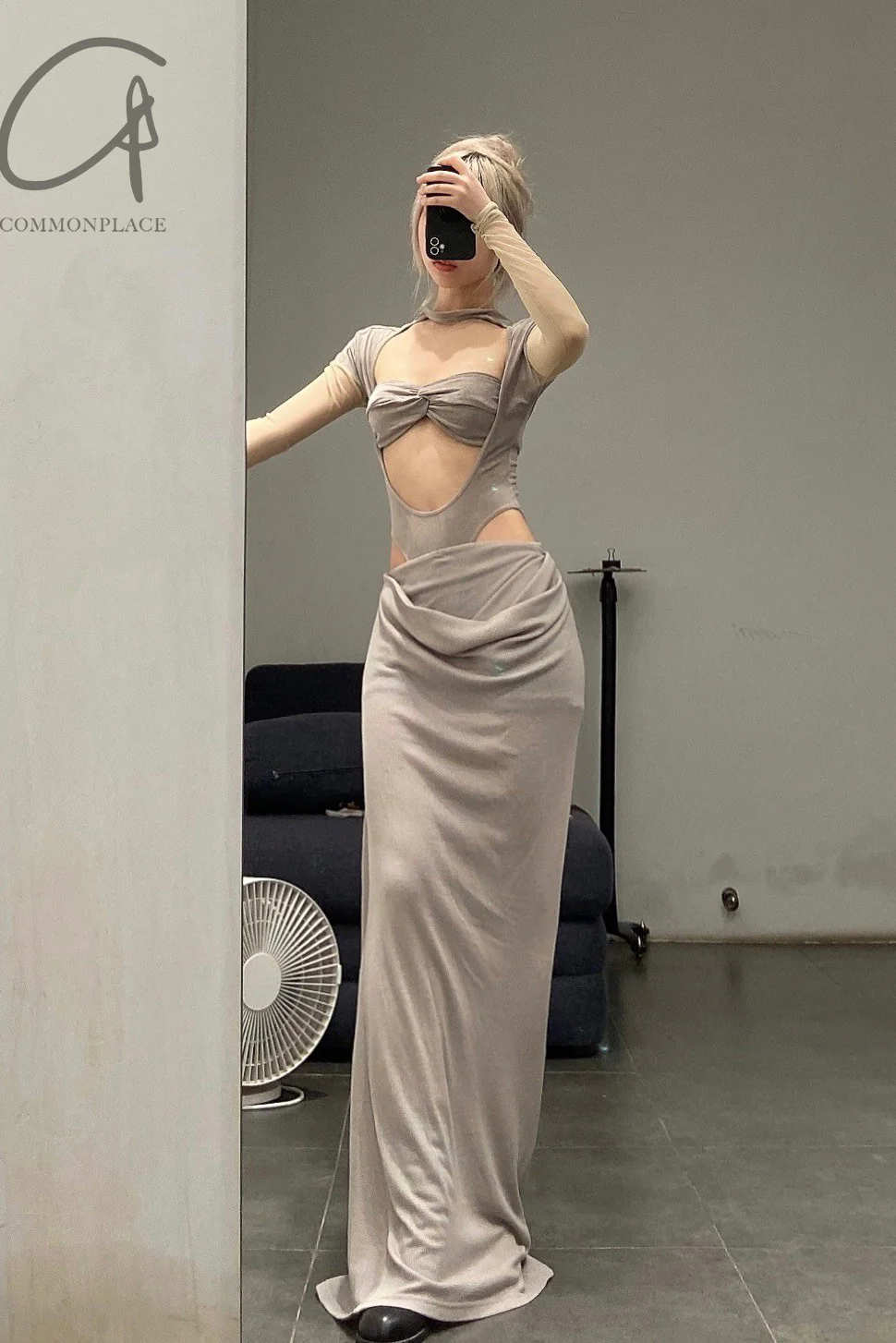 OUDE WAAG Wool Knit Drape Skirt OW-22AW-SK05 Grey - Image 56
