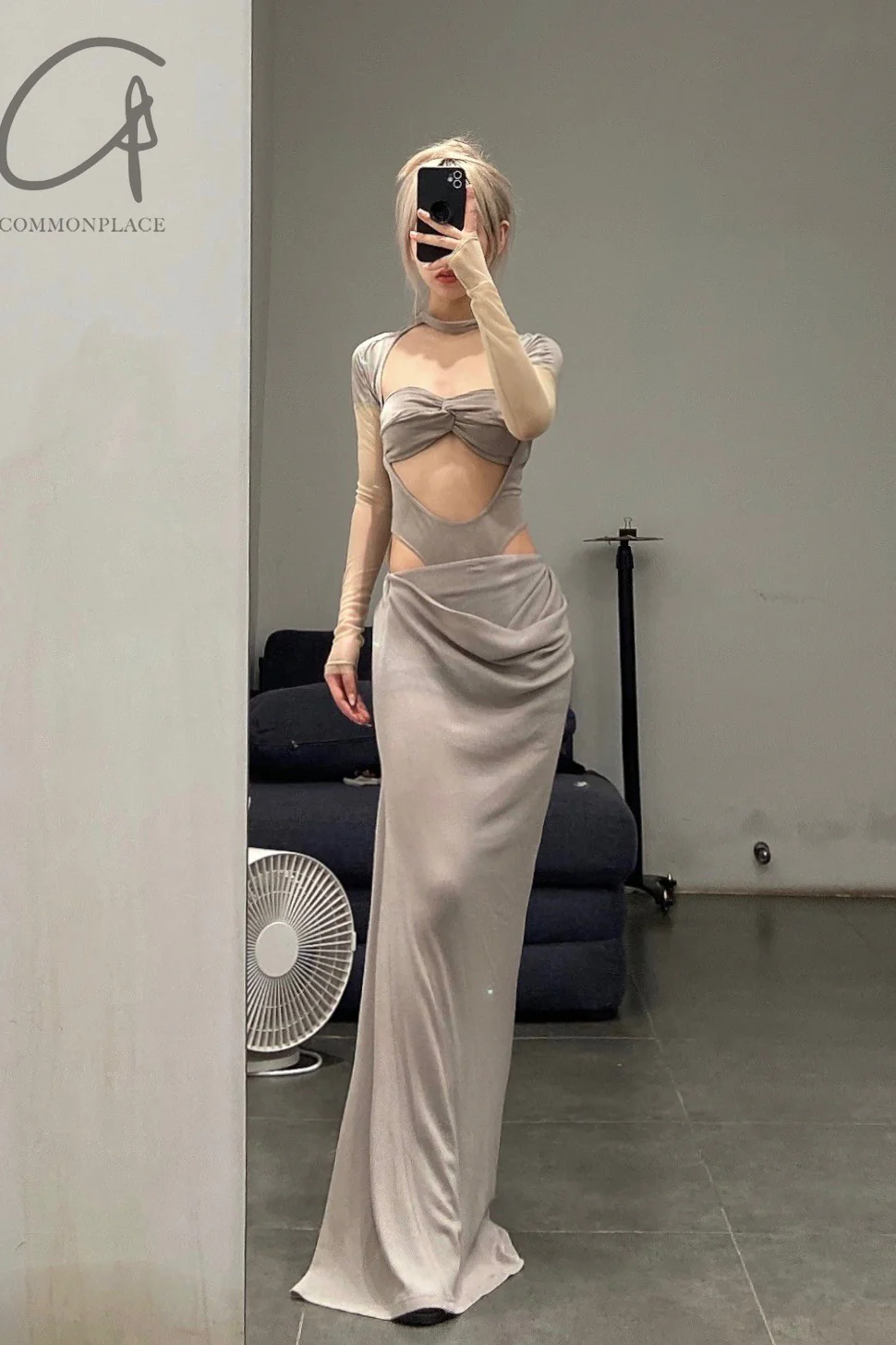 OUDE WAAG Wool Knit Drape Skirt OW-22AW-SK05 Grey - Image 58