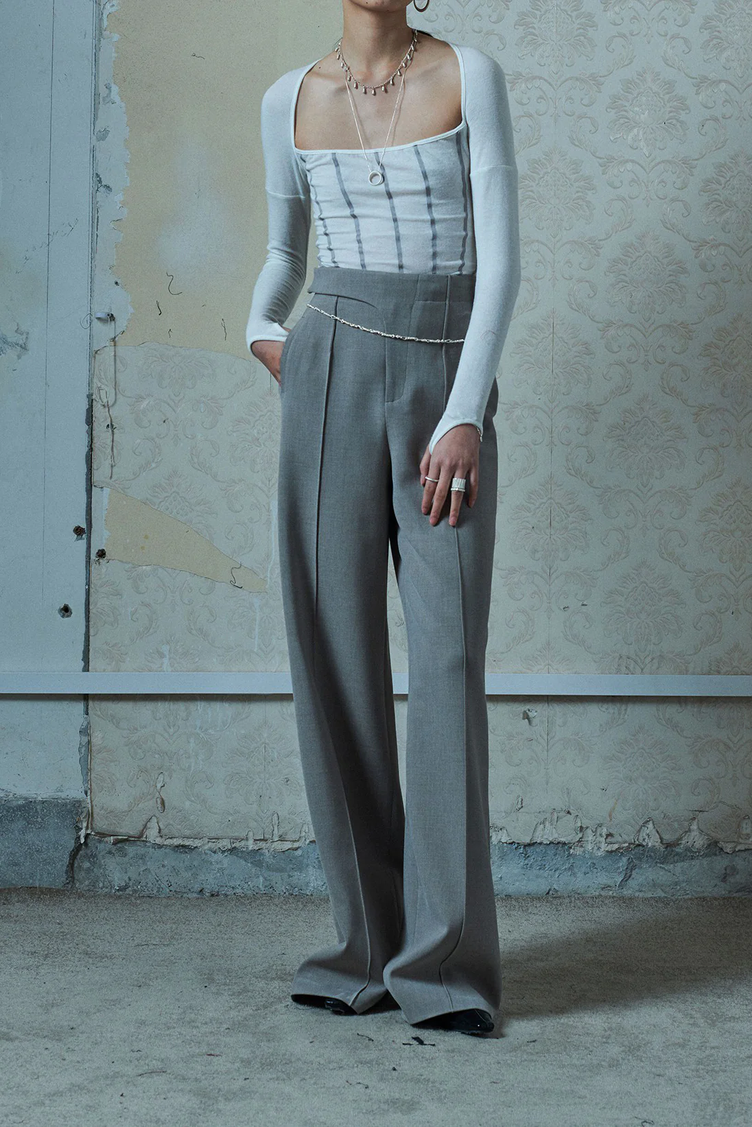 OUDE WAAG Wool knitted webbing bodysuit OW-21AW-UW03WI00 POW14 - Image 9