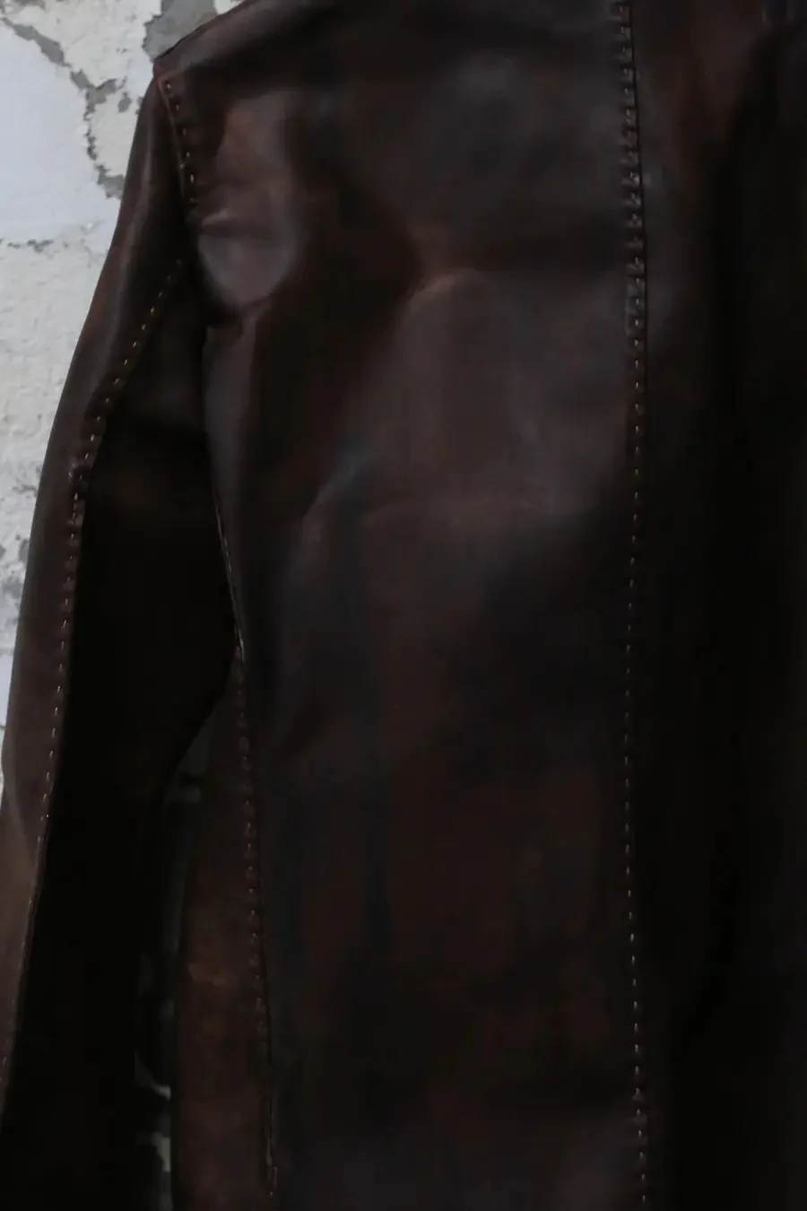 p.r.patterson fully hand-cut and stitched horse leather jacket LEATHER JACKET naturally dyed brown - Image 4