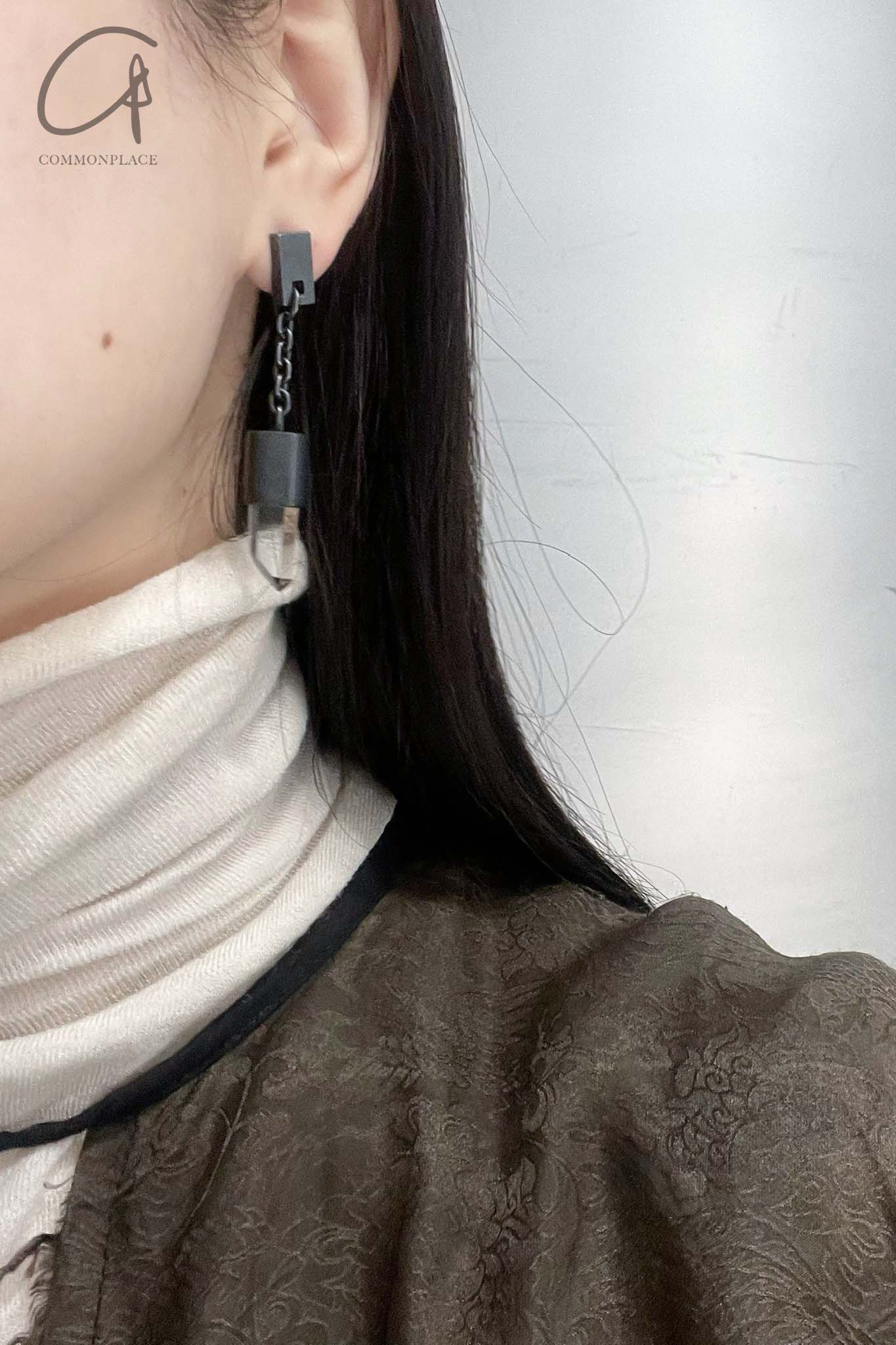 Parts of Four Amulet Hanging Stud Earrings 1035-11-KA+LEM (Black Grey) PPOF16 - Image 2