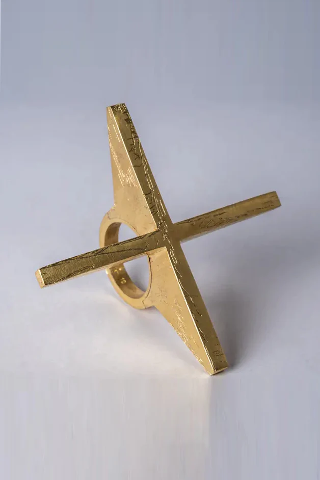 Parts of Four System Series Bridge Ring Series Collection I Highly Handcrafted PS4-1401-7-AGA+AG-DJCYHT 4mm 1401-7-AGA+AG Cross Gold Plated + Sterling Silver + Brass PPOF17 - Image 2