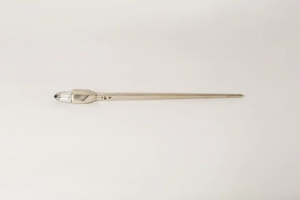 Parts of Four Chopsticks - Gemstone Hairpin Collection PS4-1236-2-MA+LEM Matte Sterling Silver + Limurian Quartz PPOF4 - Image 5