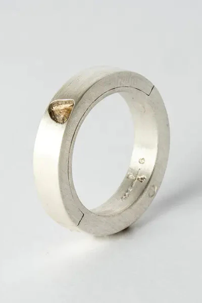 Parts of Four Sistema System Series I Basic modular combination ring PS4-1101-9-MA+DIA-YGCYZSQP 4mm matte sterling silver+0.1 carat diamond slice PPOF30 - Image 2