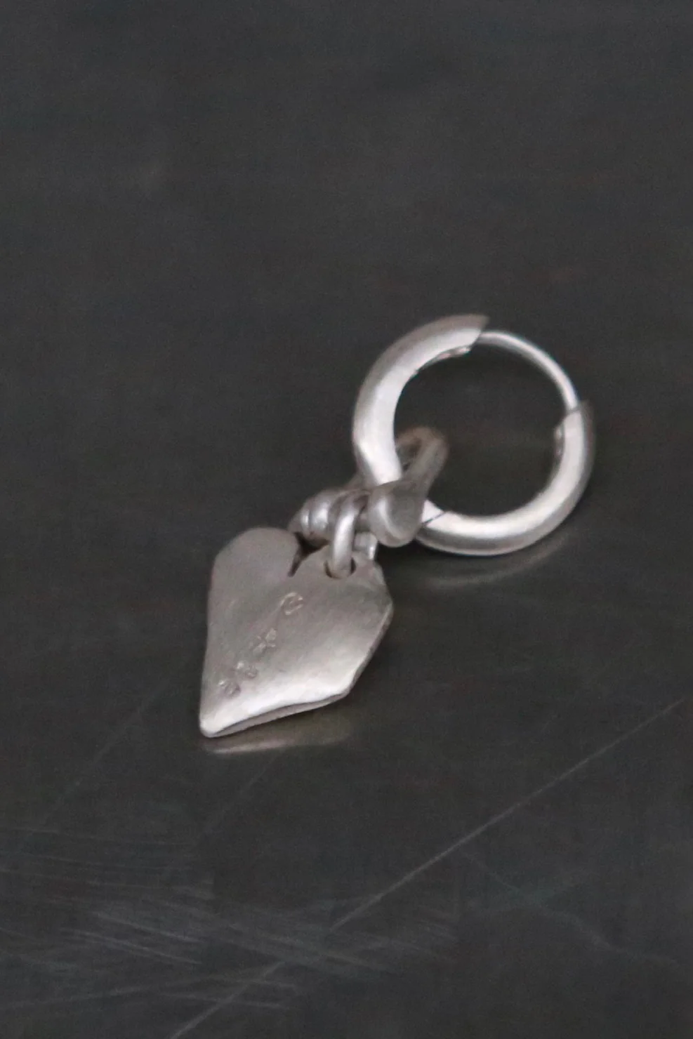 Parts of Four Jazz Sturdy Heart-Shaped Pendant Earrings Series PS4-Z2335-4-MA Matte Sterling Silver