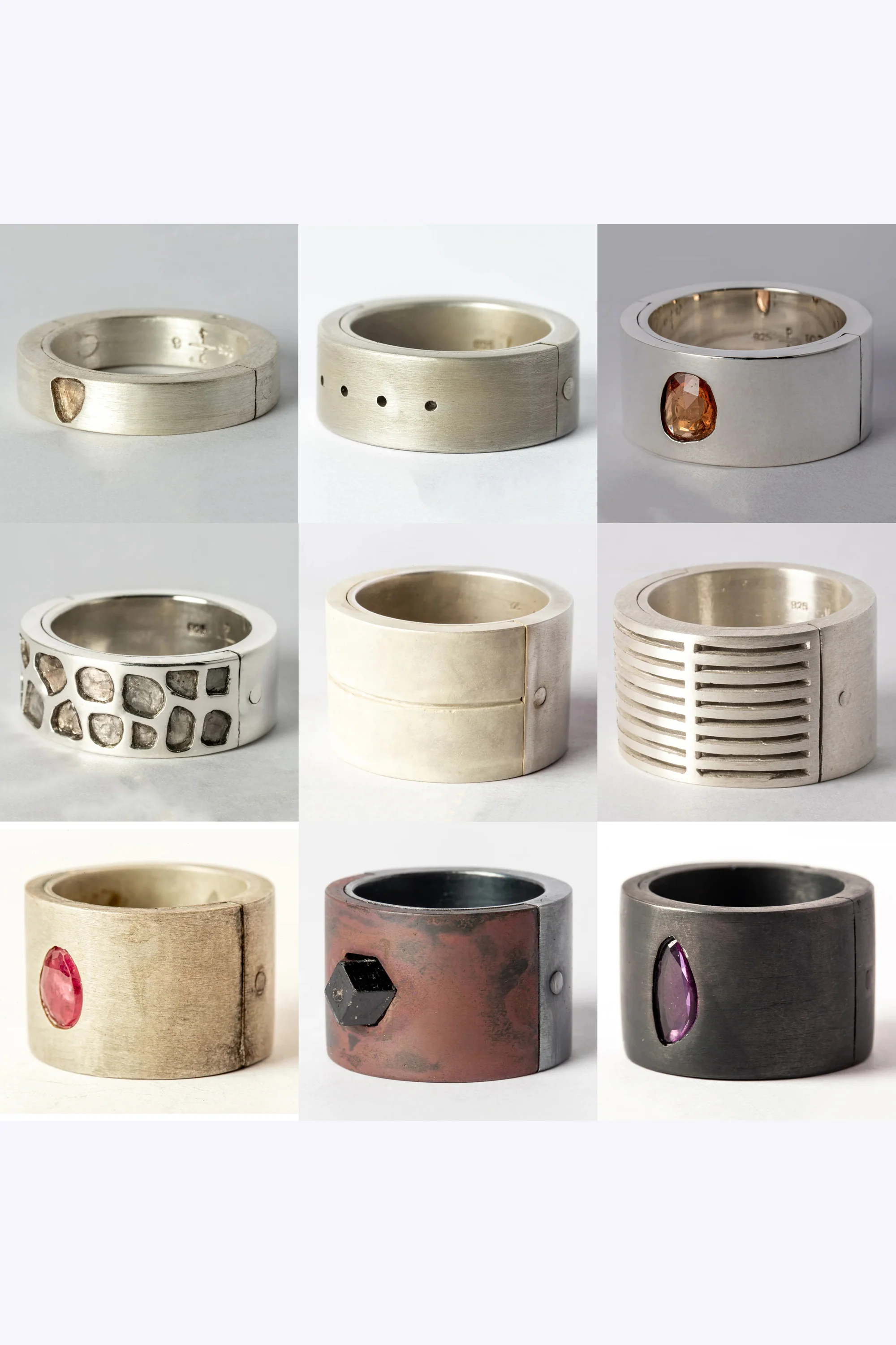 Parts of Four Sistema System Series I Basic Modular Combination Ring 1301-3-DA+PA+MR 9mm Dirty Sterling Silver+Polished Sterling Silver+Matte Brass PPOF30 - Image 10
