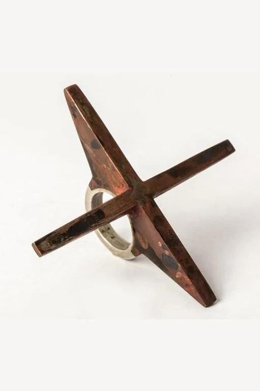 Parts of Four System Series Bridge Ring Series Collection I Highly Handcrafted PS4-1401-7-DA+DR-CYHT 4mm Cross Sterling Silver + Brass PPOF17 - Image 6