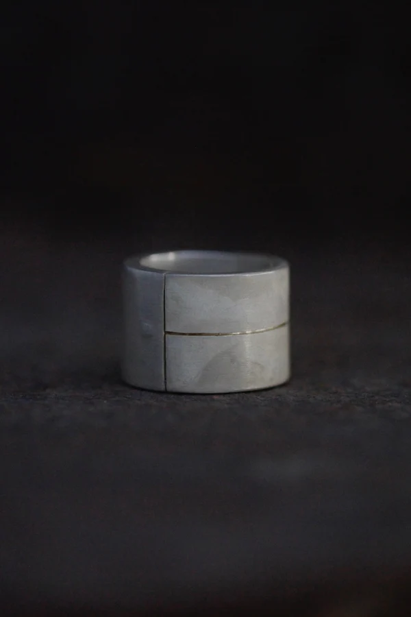 Parts of Four Sistema System Series I Basic Modular Combination Ring 901-3-DA+UAS 17mm Dirty Sterling Silver+Super Acid Silver PPOF30