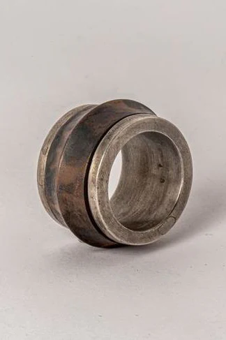 Parts of Four Rotator Ring Series Highly Handcrafted PS4-1128-2-DA+DR-ZCYRSHT 4/1128-2-DA+DR 17mm Dirty Sterling Silver+Burned Brass PPOF28 - Image 3