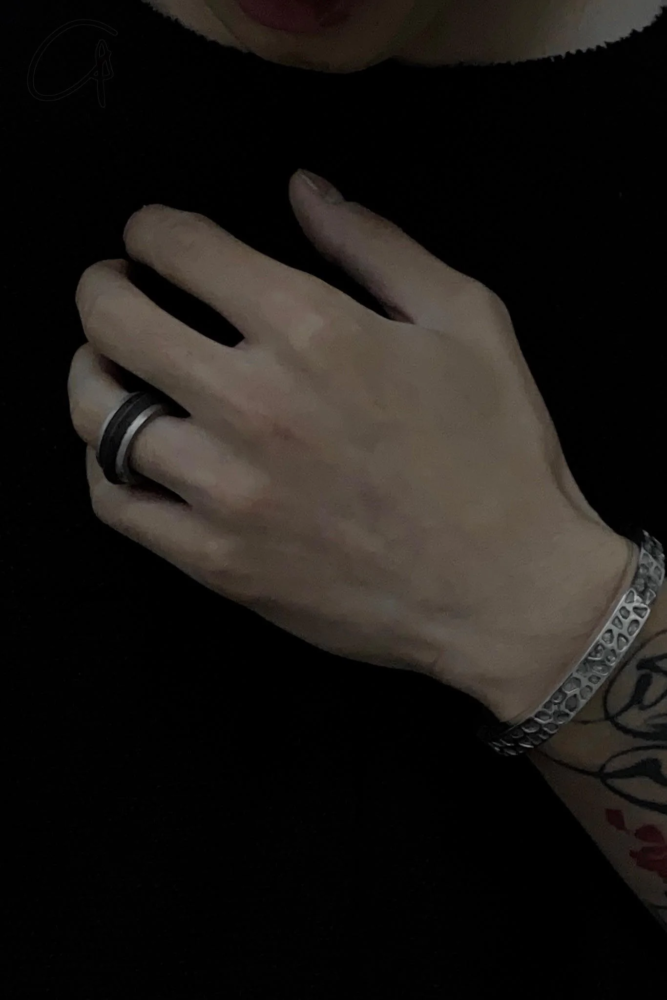 Parts of Four Rotator Ring Series Highly Handcrafted PS4-1128-1-DA+DR-ZCYRSHT9 9mm Dirty Sterling Silver+Burned Brass PPOF28 - Image 12