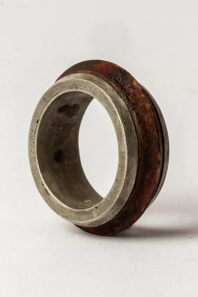 Parts of Four Rotator Ring Series Highly Handcrafted PS4-1128-1-DA+DR-ZCYRSHT9 9mm Dirty Sterling Silver+Burned Brass PPOF28 - Image 5