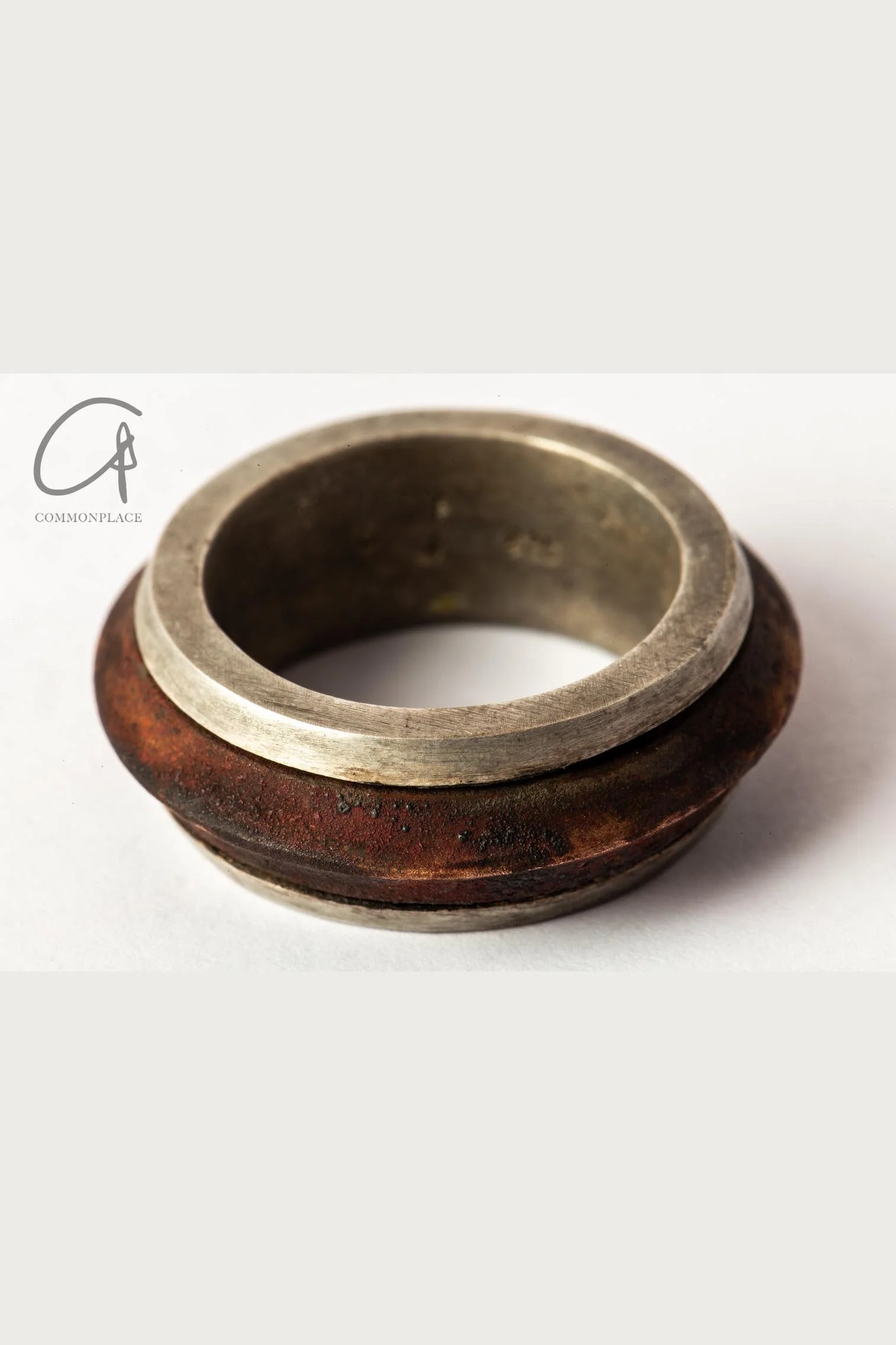 Parts of Four Rotator Ring Series Highly Handcrafted PS4-1128-1-DA+DR-ZCYRSHT9 9mm Dirty Sterling Silver+Burned Brass PPOF28 - Image 7