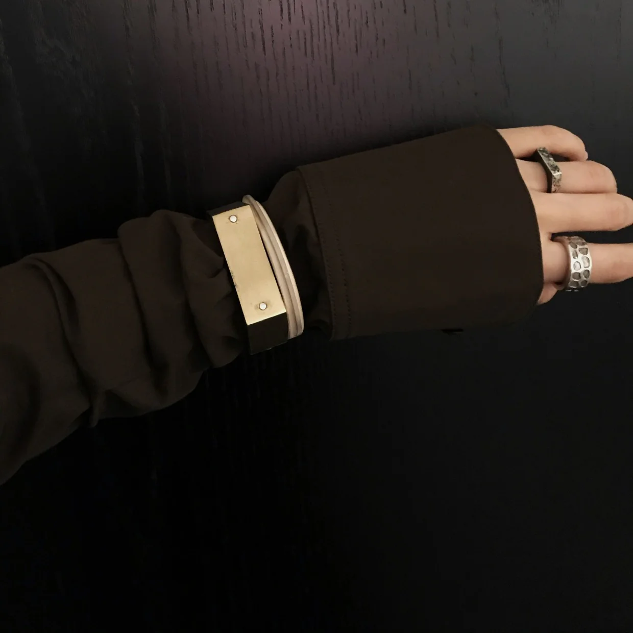 Parts of Four Series Bracelet Collection: High-Quality Handcrafted, Natural Stone, PS4-807-1-MA+MR-YGHT, Matte Sterling Silver + Matte Brass, PPOF45 - Image 9